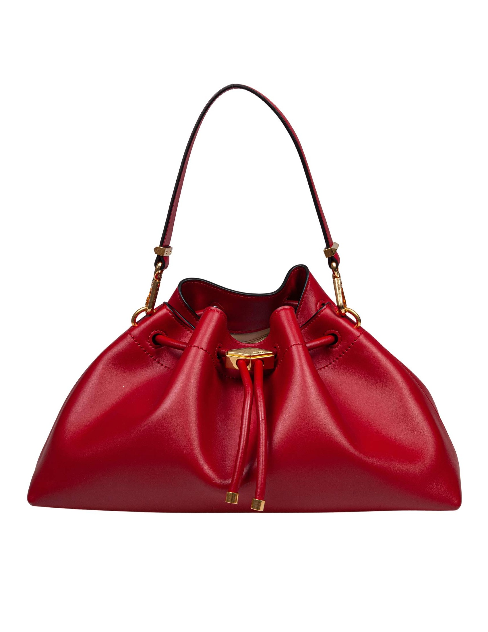 JIMMY CHOO BUCKET BAG IN RED COLOR LEATHER