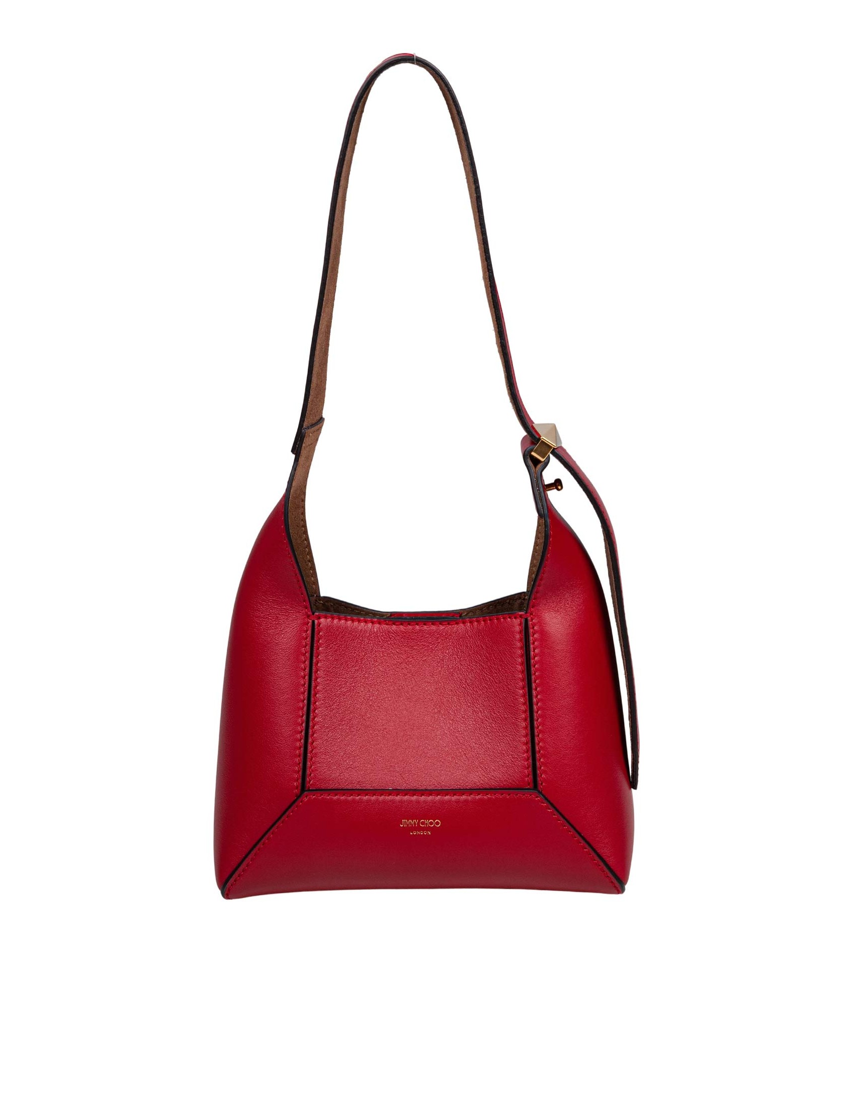 JIMMY CHOO DIAMOND HOBO/S SHOULDER BAG IN RED LEATHER