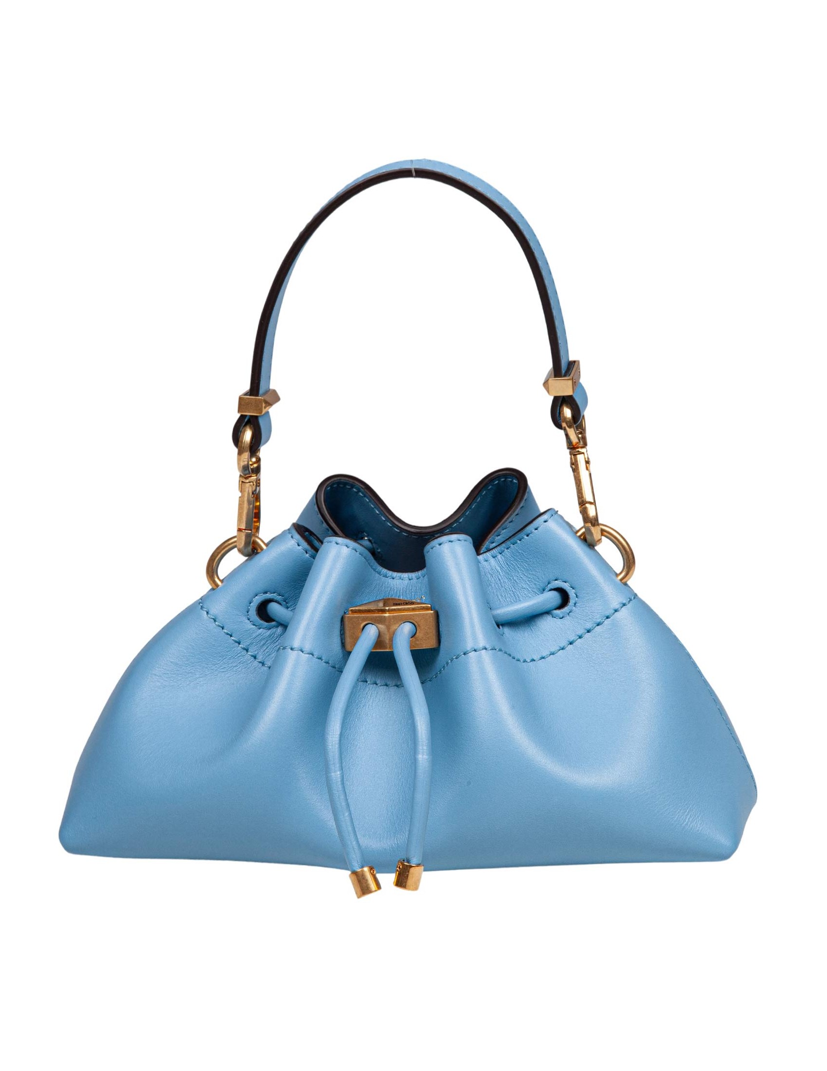 JIMMY CHOO MINI BORSA BON BON IN PELLE COLORE CELESTE