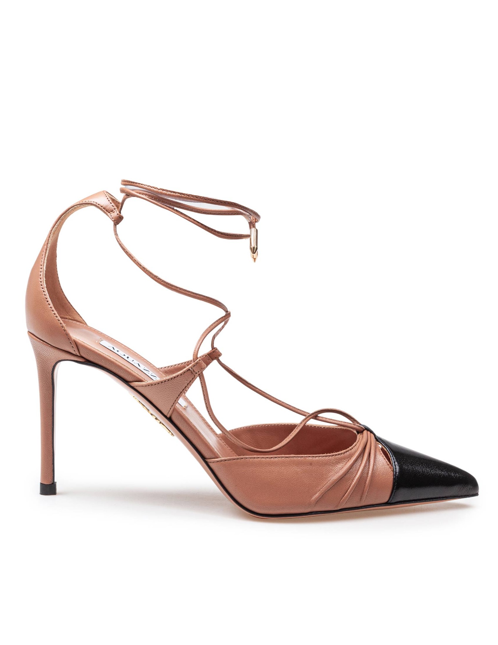 AQUAZZURA DECOLLETE' GABI PUMP 85 IN NAPPA COLORE ROSA/NERO