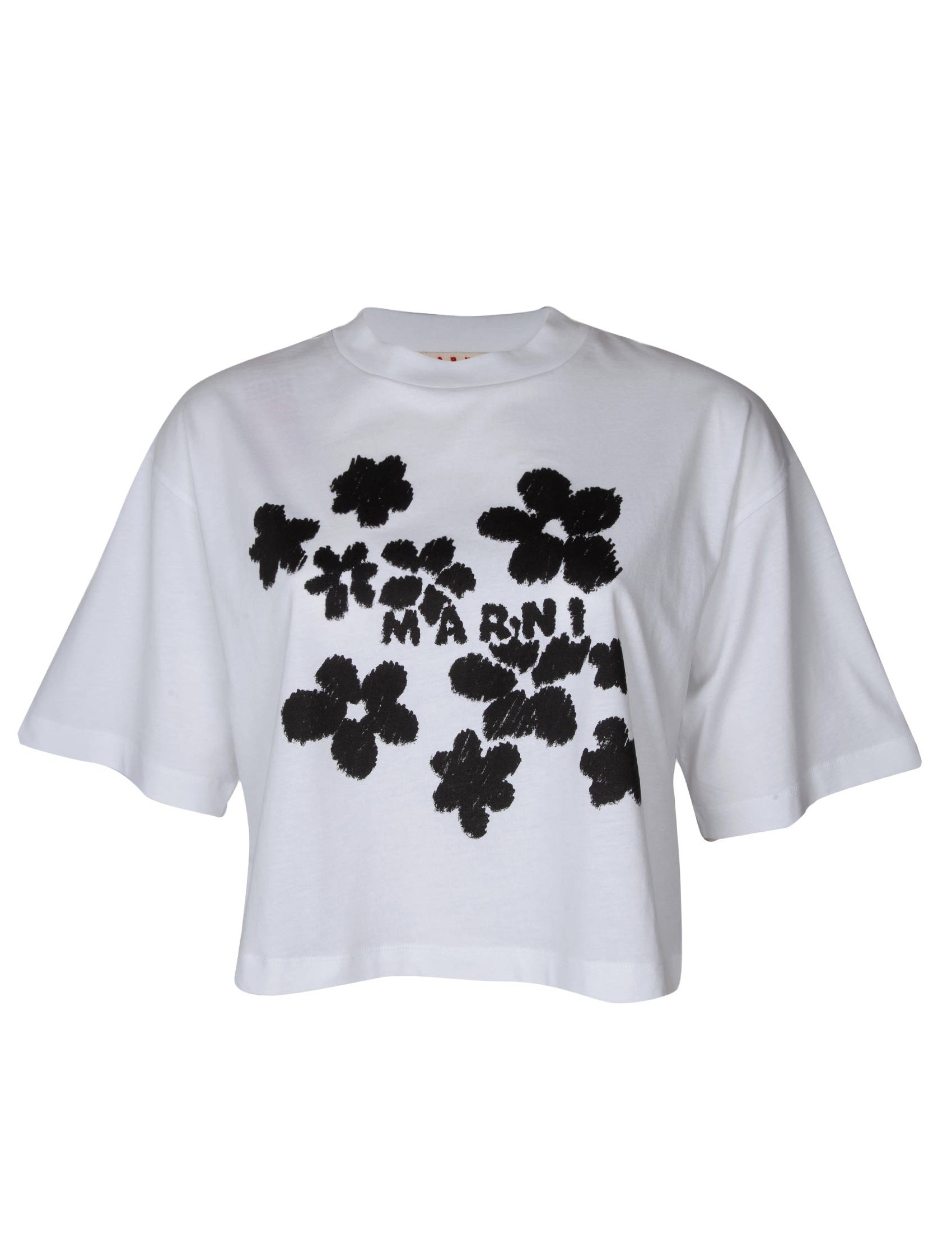 MARNI COTTON T-SHIRT WITH FLOWER PRINT