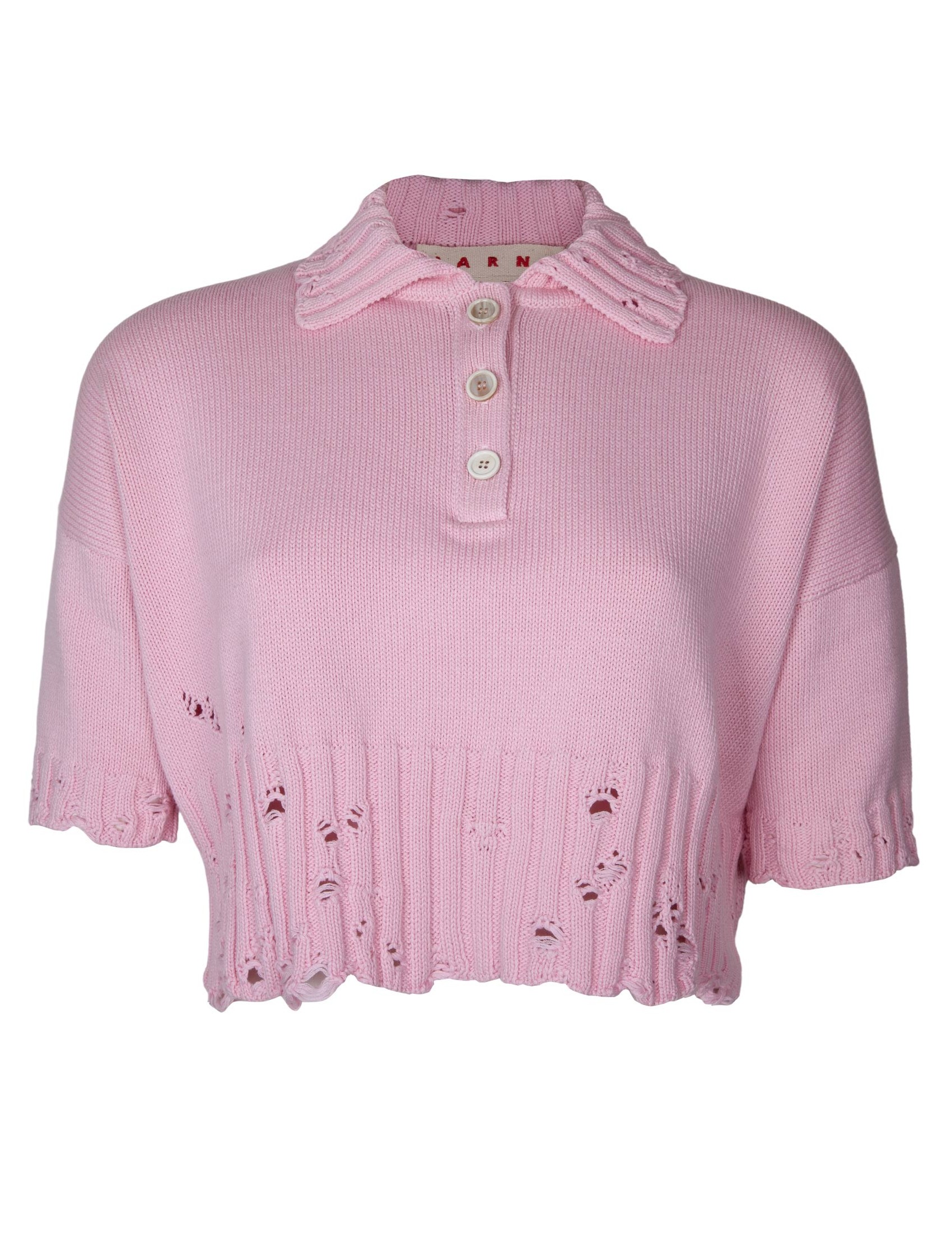 MARNI PINK CORìTONE POLO WITH MARNI EMBROIDERY