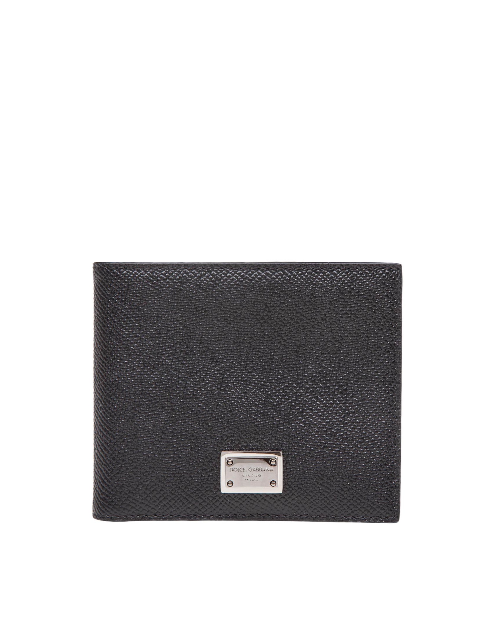 DOLCE AND GABBANA LEATHER WALLET WITH LOGO COLOR BLACK