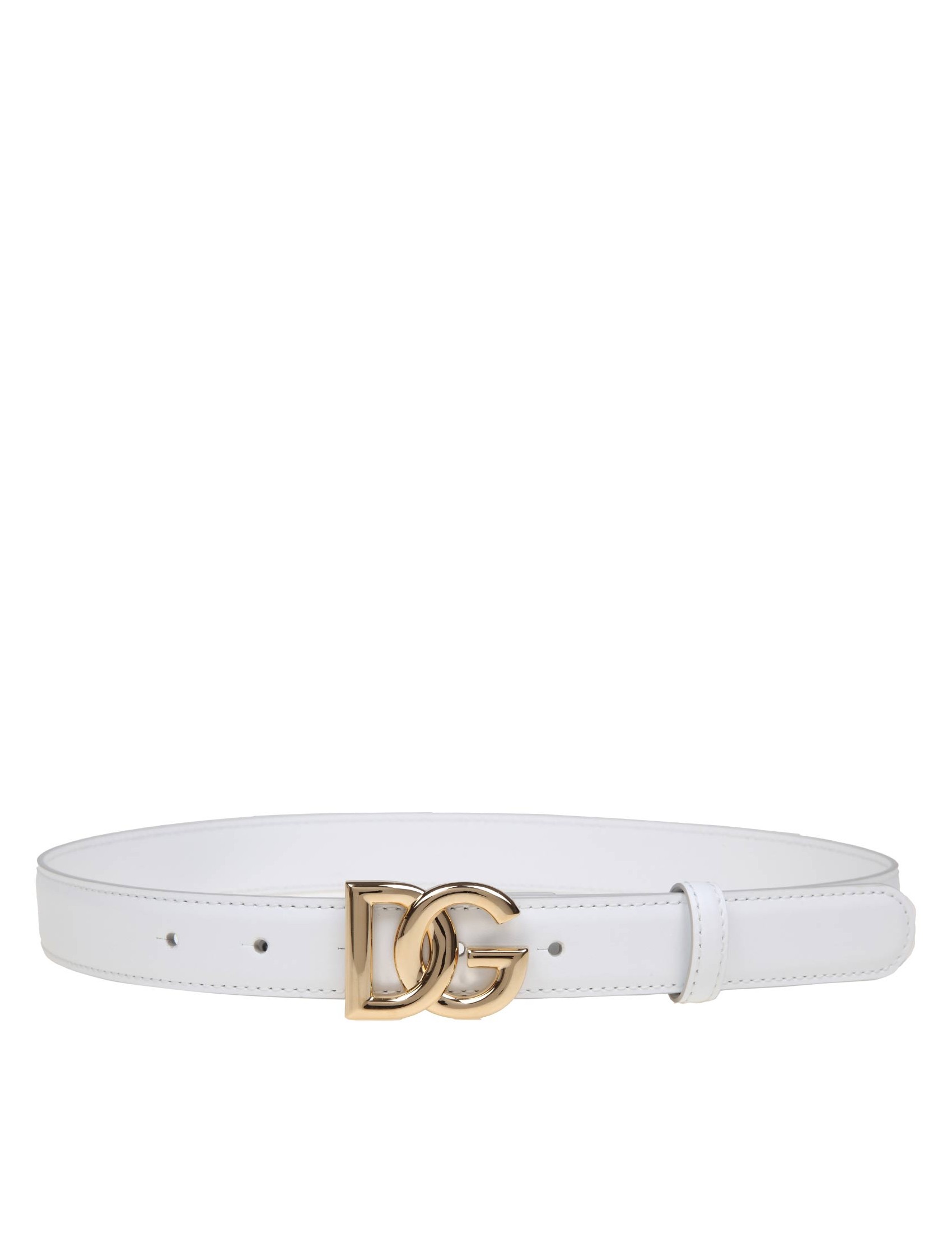 DOLCE & GABBANA BELT IN CALFSKIN WITH CROSSED DG LOGO