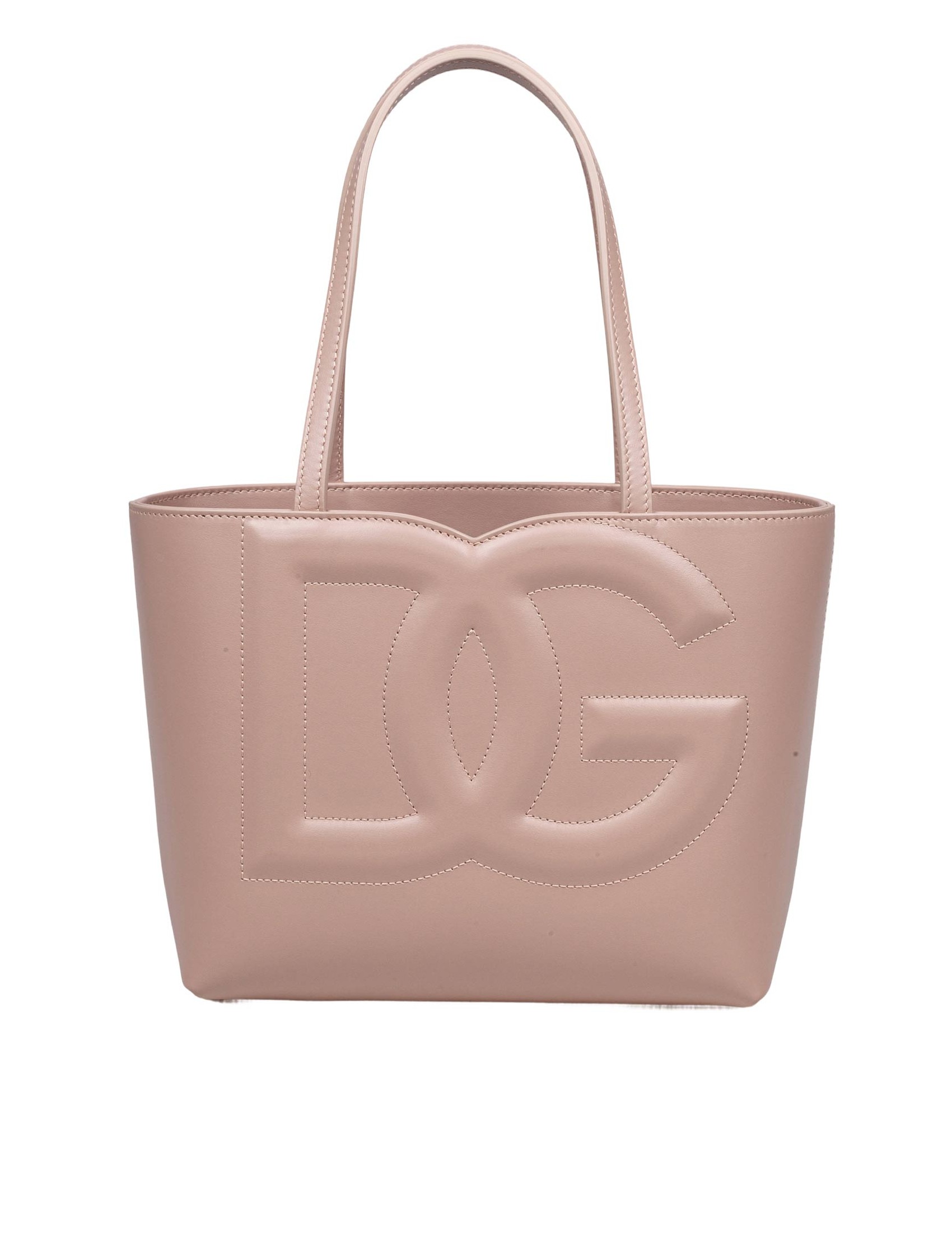 DOLCE & GABBANA SMALL SHOPPING BAG WITH DG LOGO, BLUSH PINK COLOR