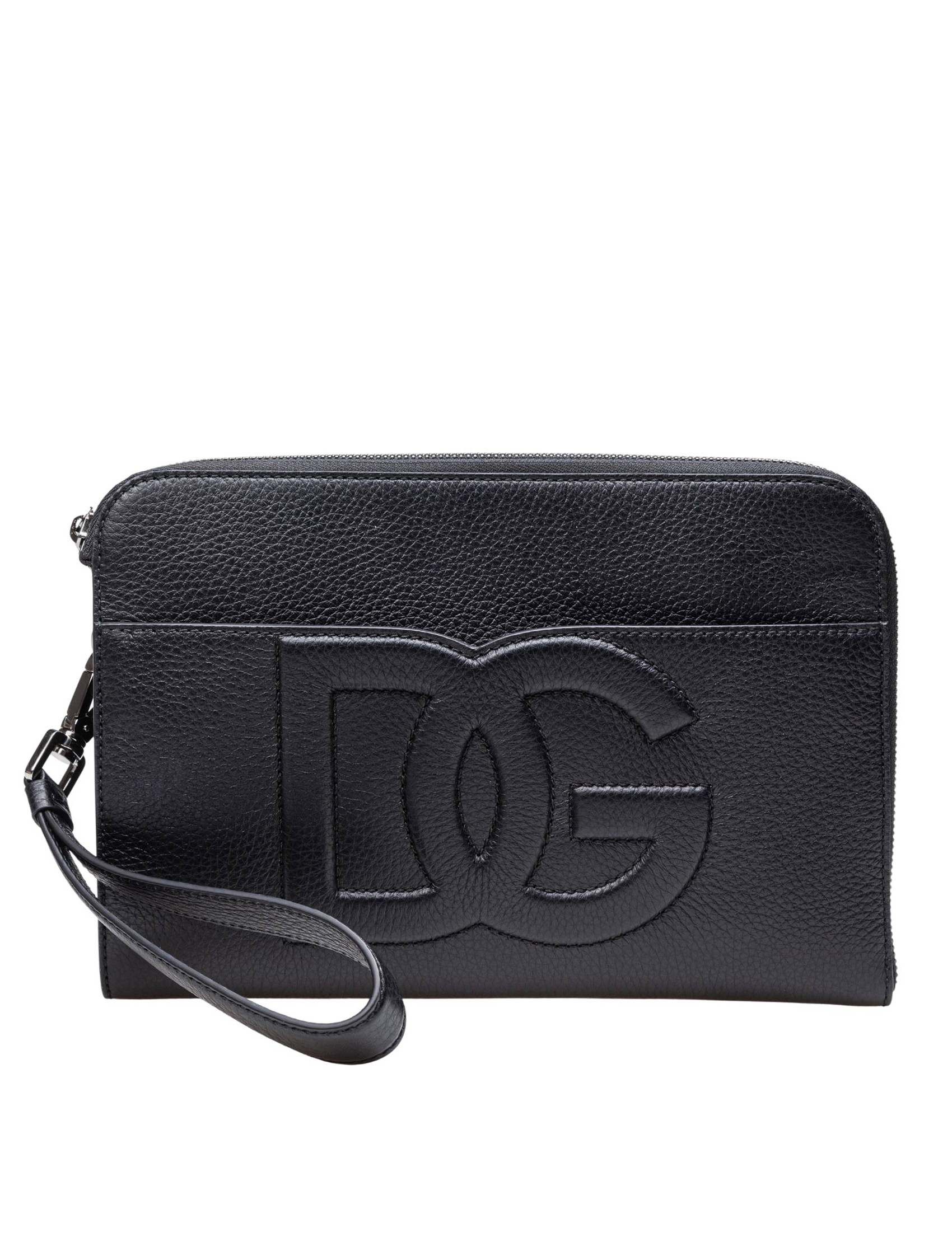 DOLCE & GABBANA BLACK DEER LEATHER CLUTCH