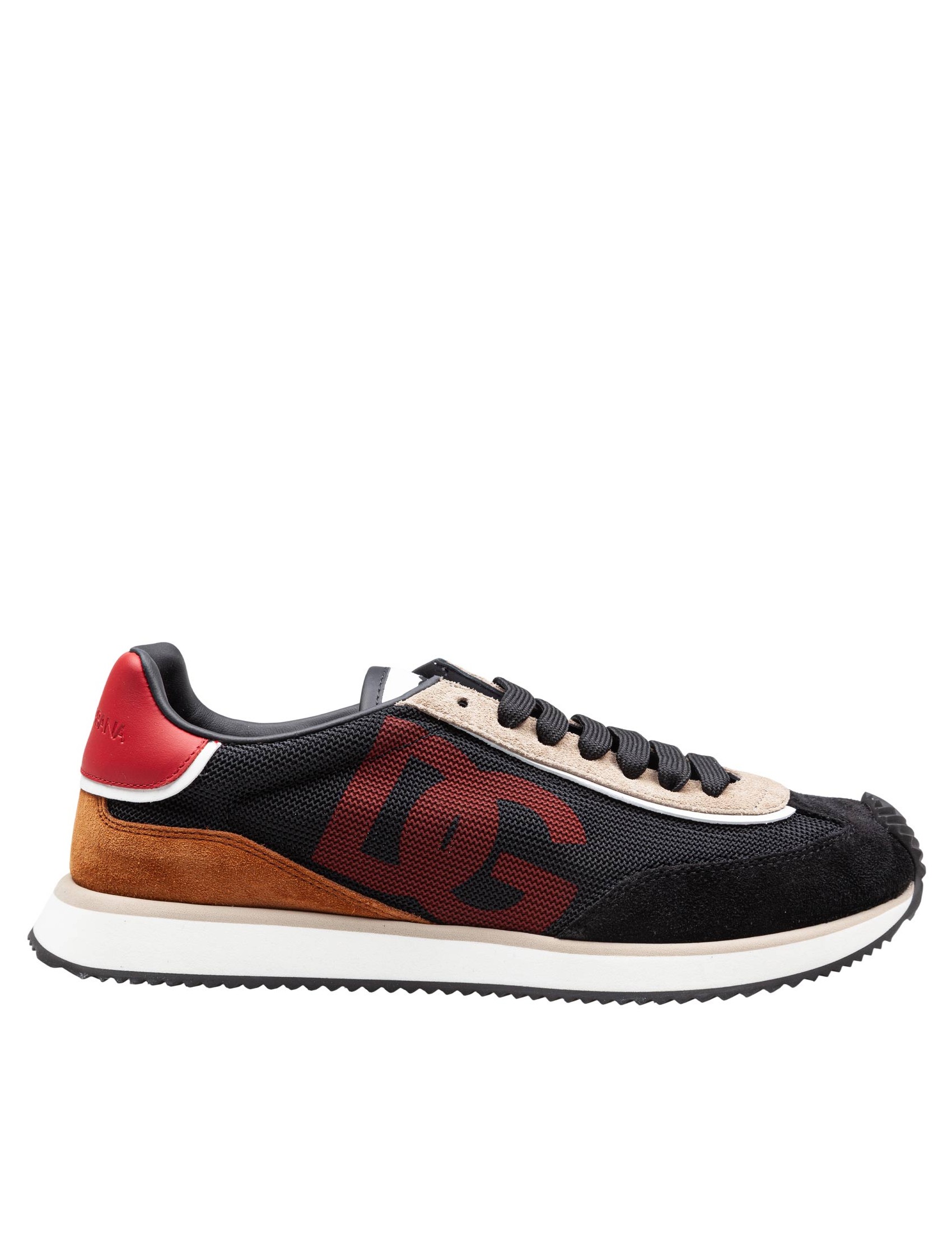 DOLCE & GABBANA CUSHION SNEAKERS IN MIXED MATERIALS COLOR BLACK/BEIGE