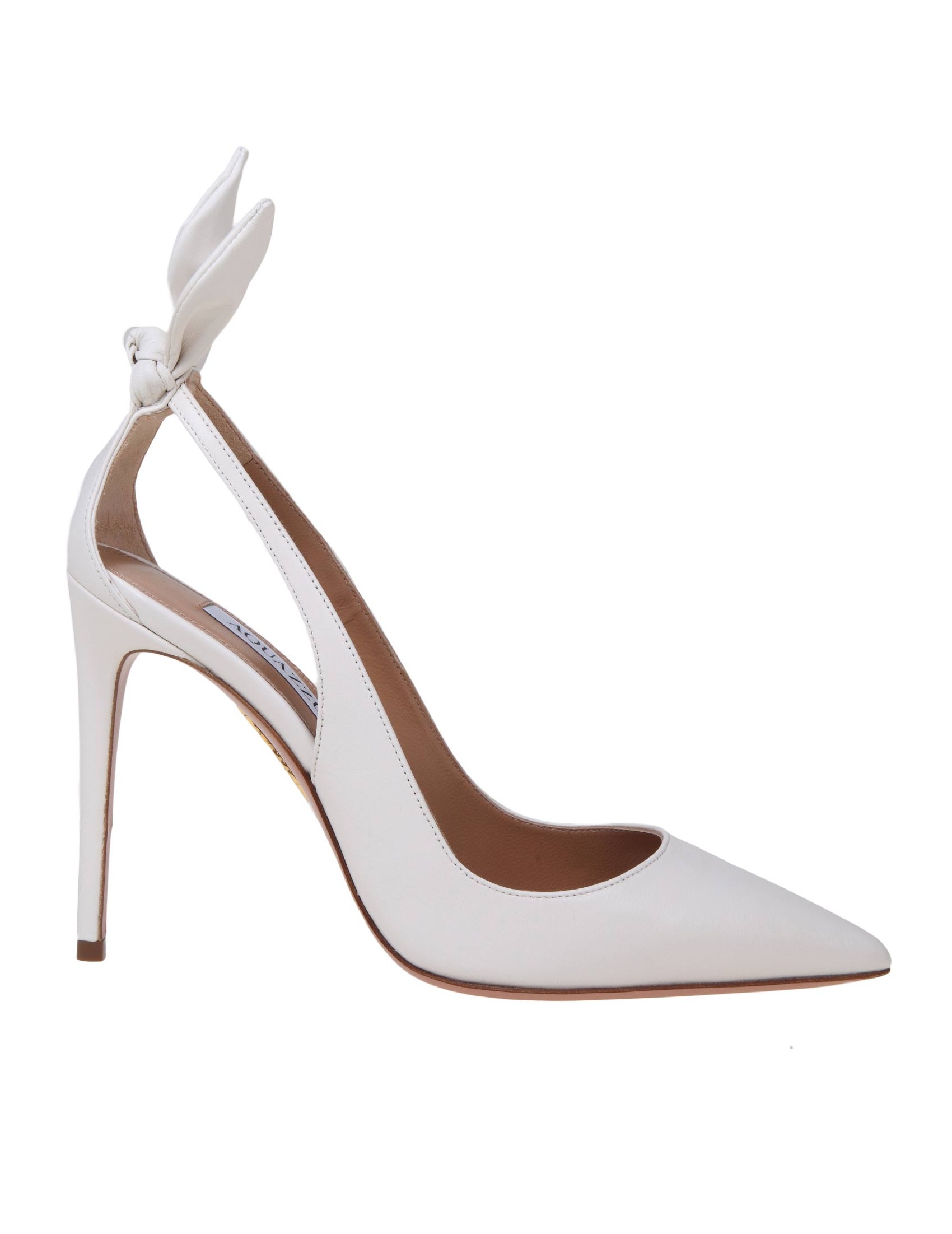 AQUAZZURA DECOLLETE' BOW TIE 105 IN NAPPA COLOR WHITE