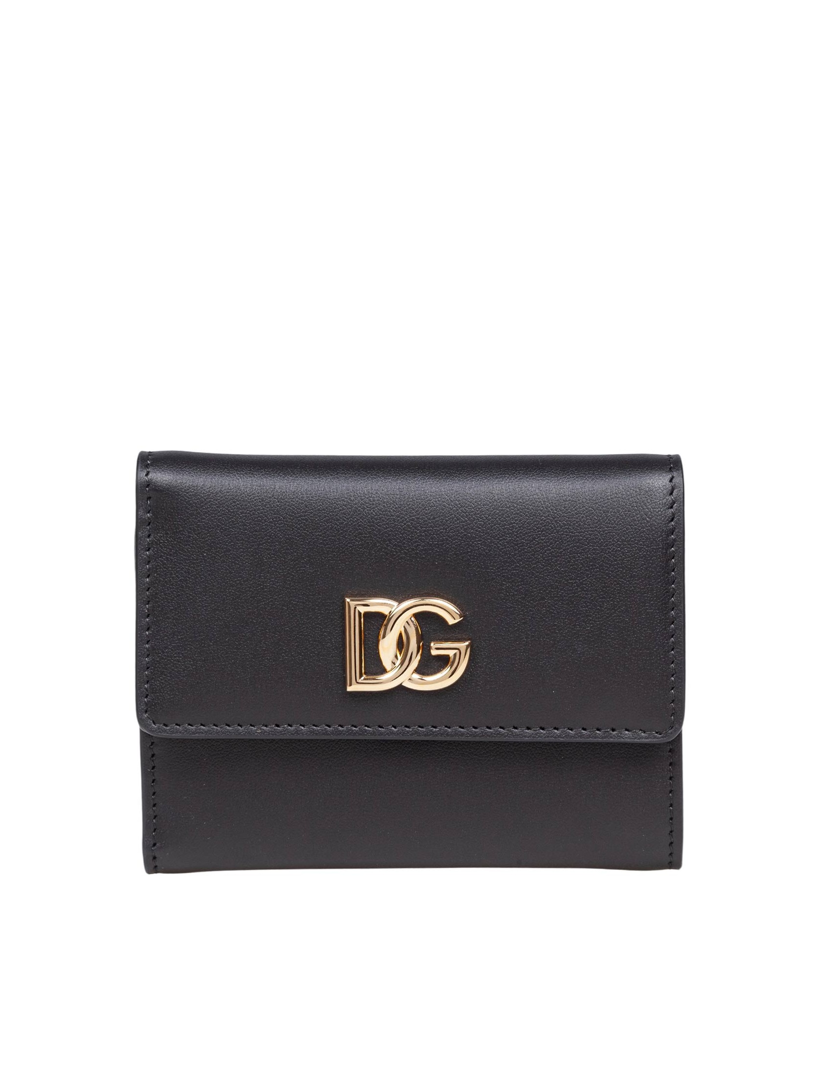 DOLCE & GABBANA LEATHER WALLET WITH METAL DG LOGO