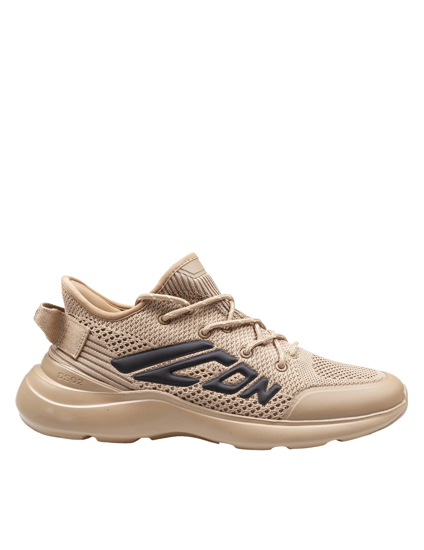 DSQUARED2 FLY STRETCH KNIT SNEAKERS KHAKI COLOR