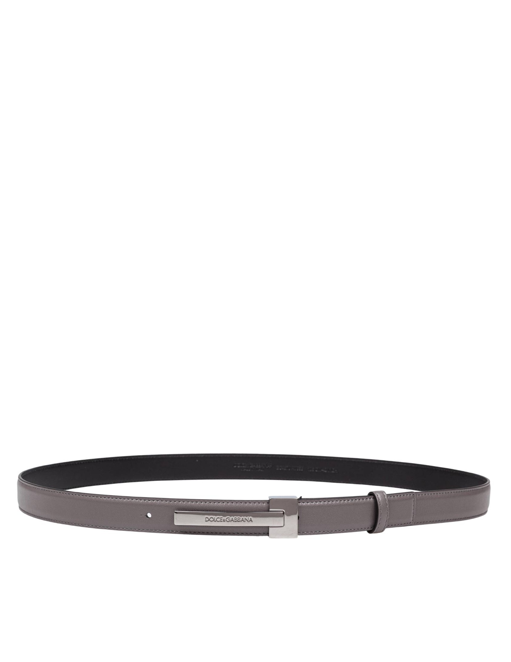 DOLCE & GABBANA LEATHER BELT WITH LOGO BUCKLE