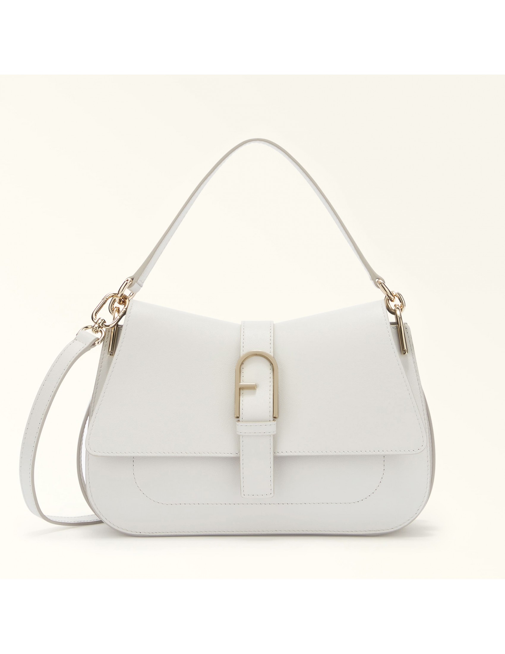 FURLA BORSA A MANO FLOW M IN PELLE COLORE MARSHMALLOW