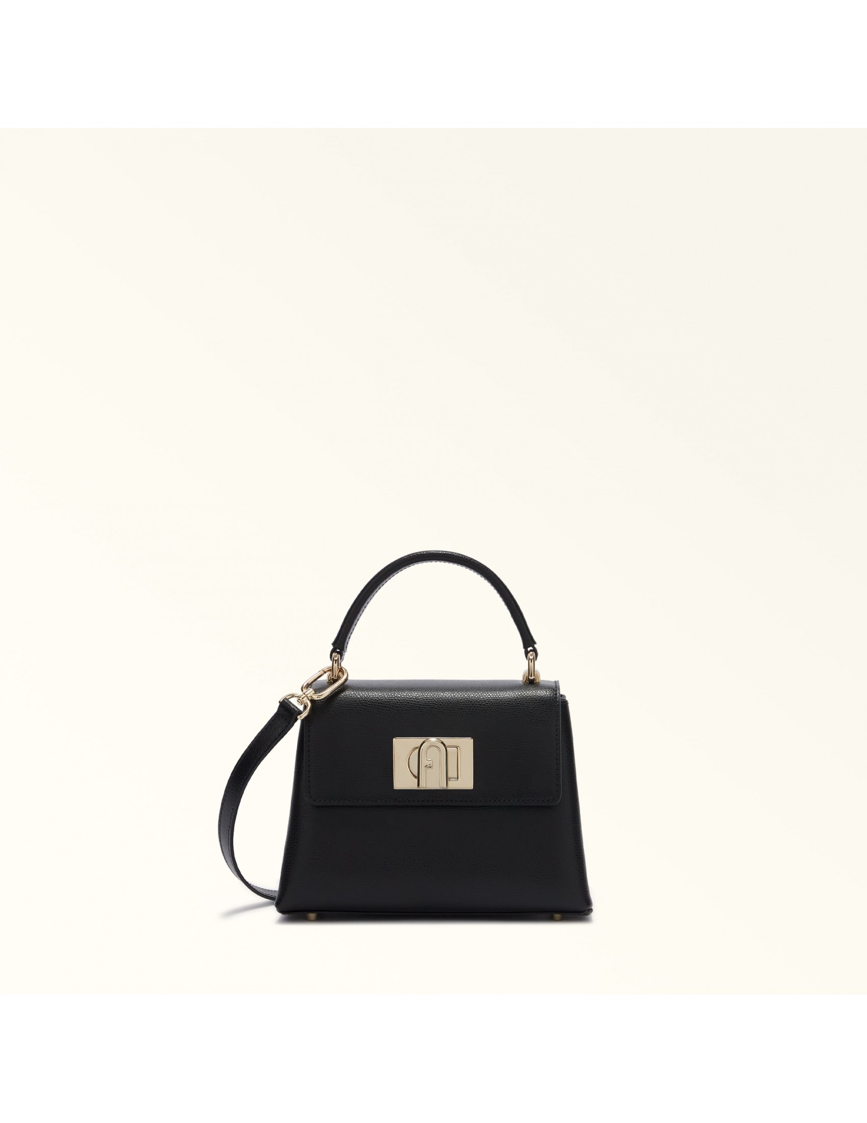 FURLA 1927 MINI TOP HANDLE IN BLACK LEATHER