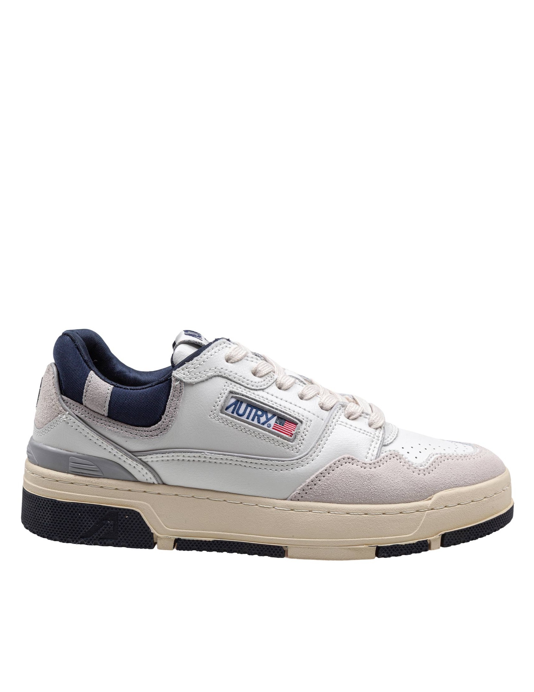 AUTRY SNEAKERS CLC LOW IN SUEDE AND NUBUK WHITE AND BLUE