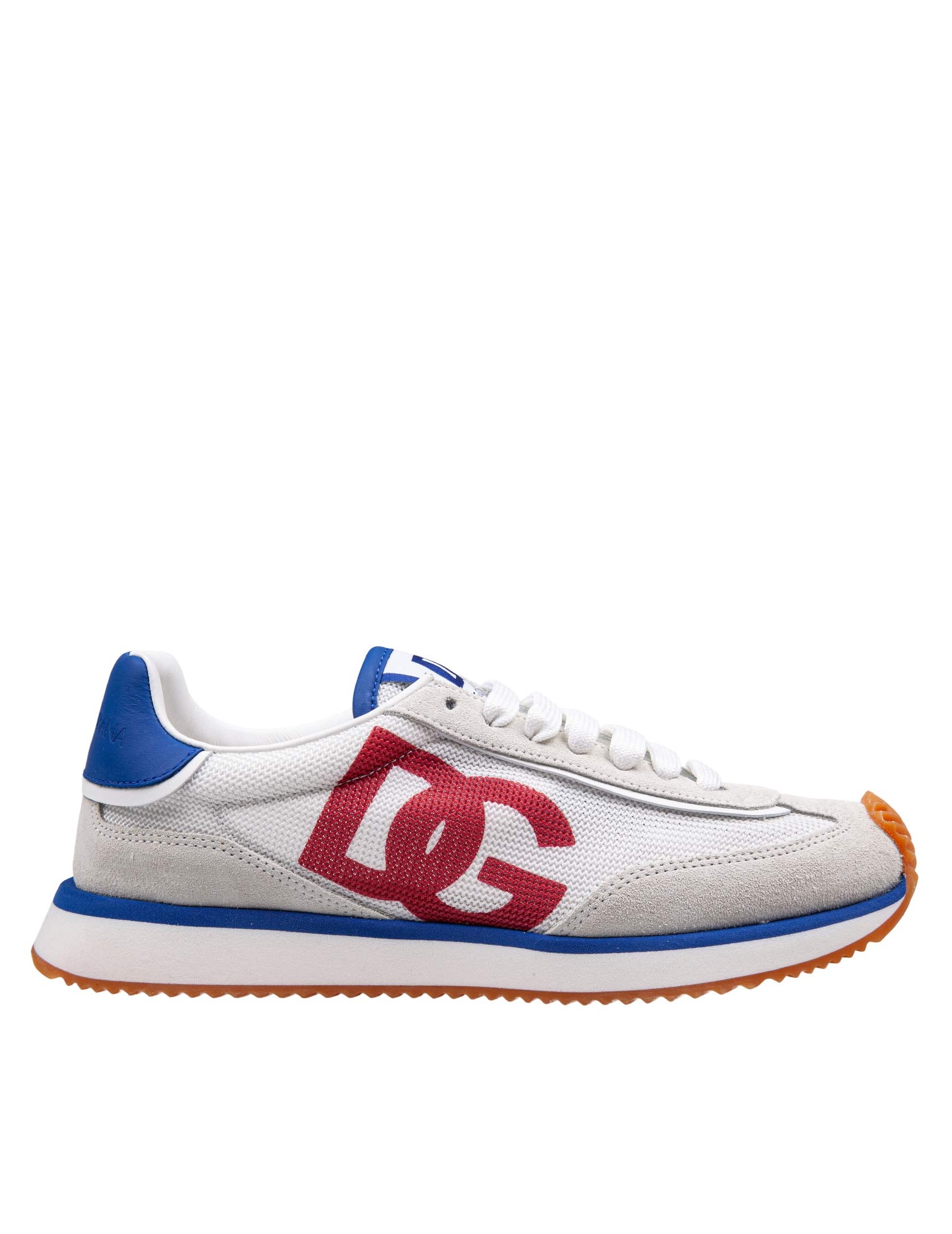 DOLCE & GABBANA SNEAKERS CUSHION IN MIX DI MATERIALI COLORE BIANCO E ROSSO