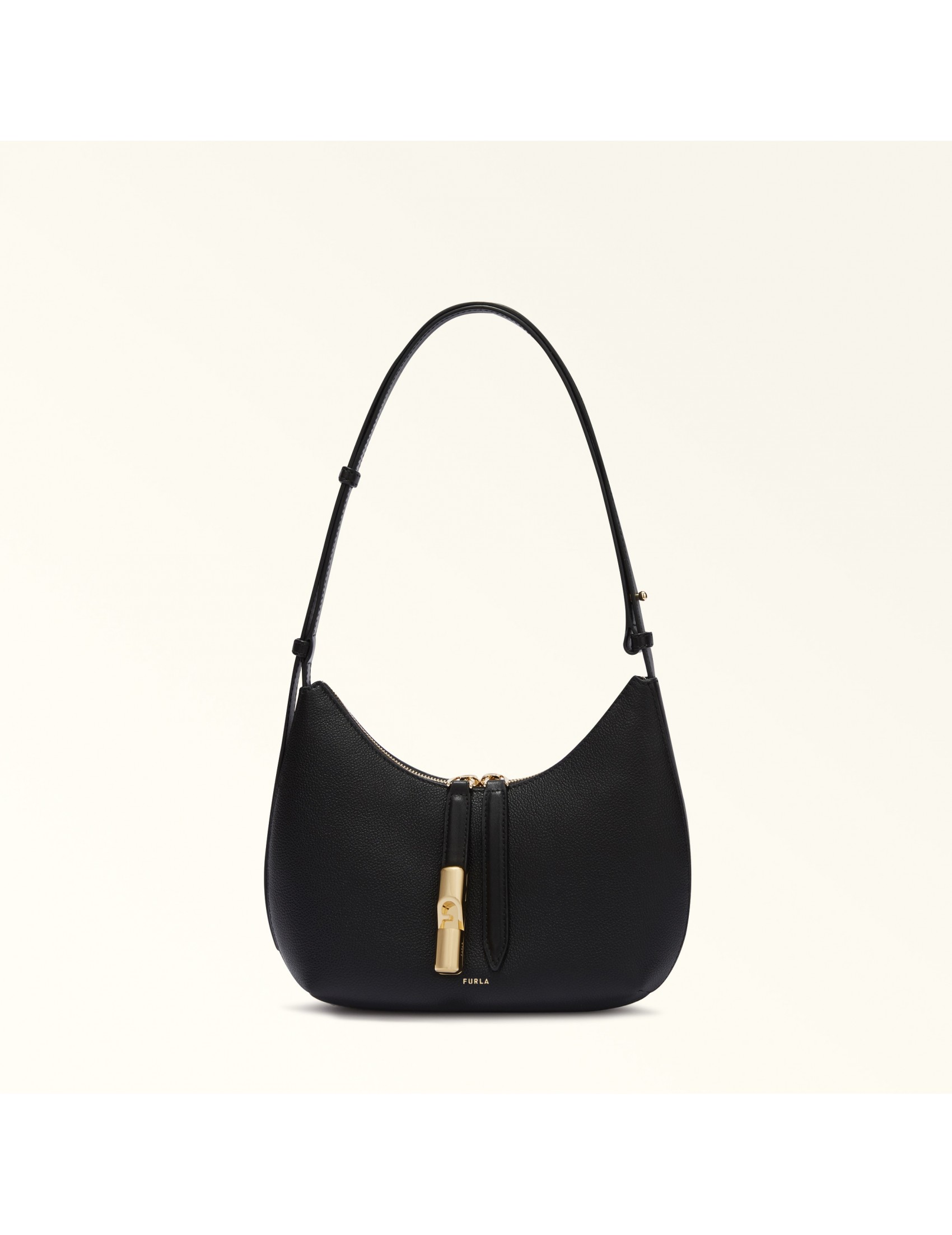 FURLA DROP S SHOULDER BAG IN BLACK LEATHER