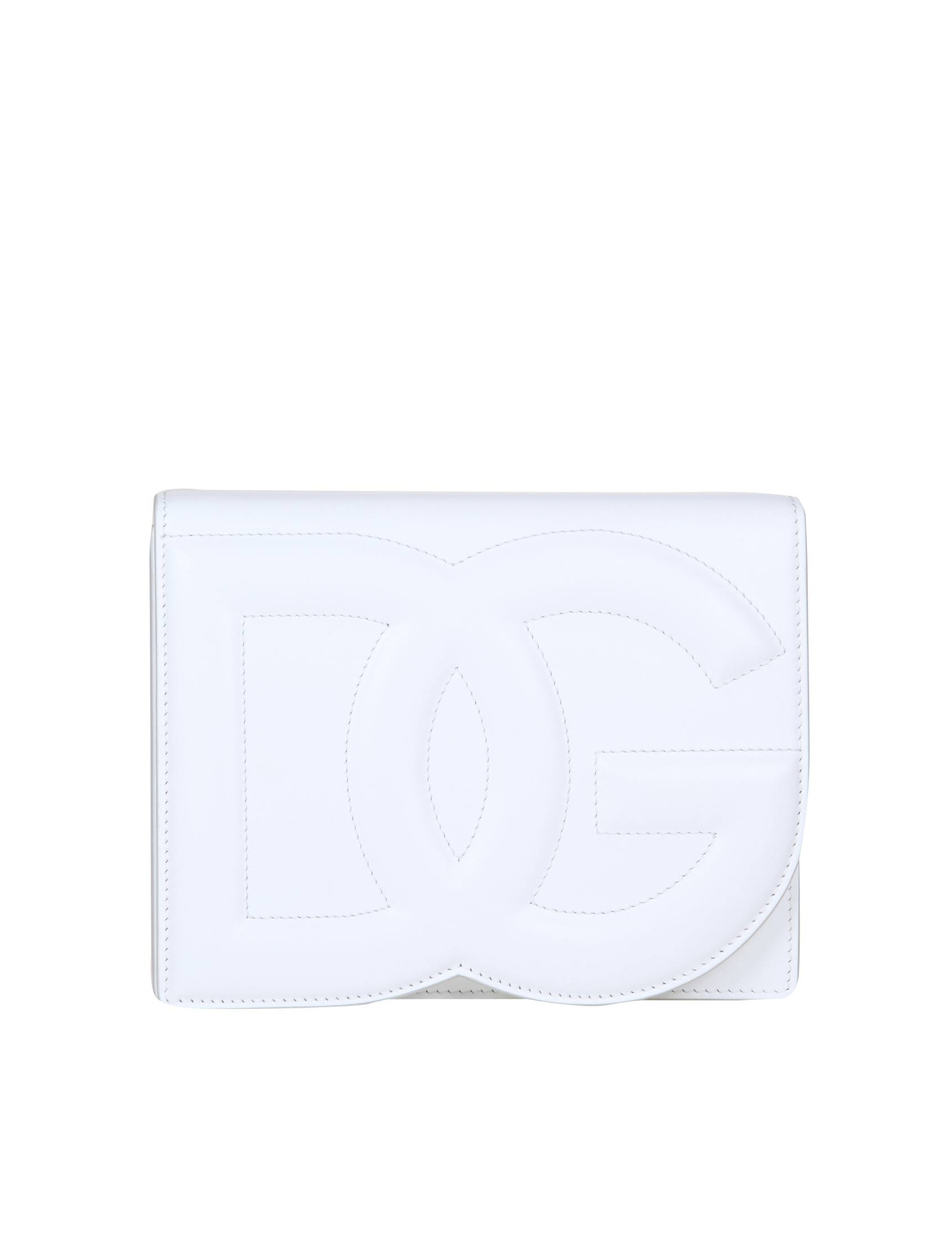 DOLCE & GABBANA CROSSBODY BAG IN LEATHER WITH LOGO COLOR WHITE