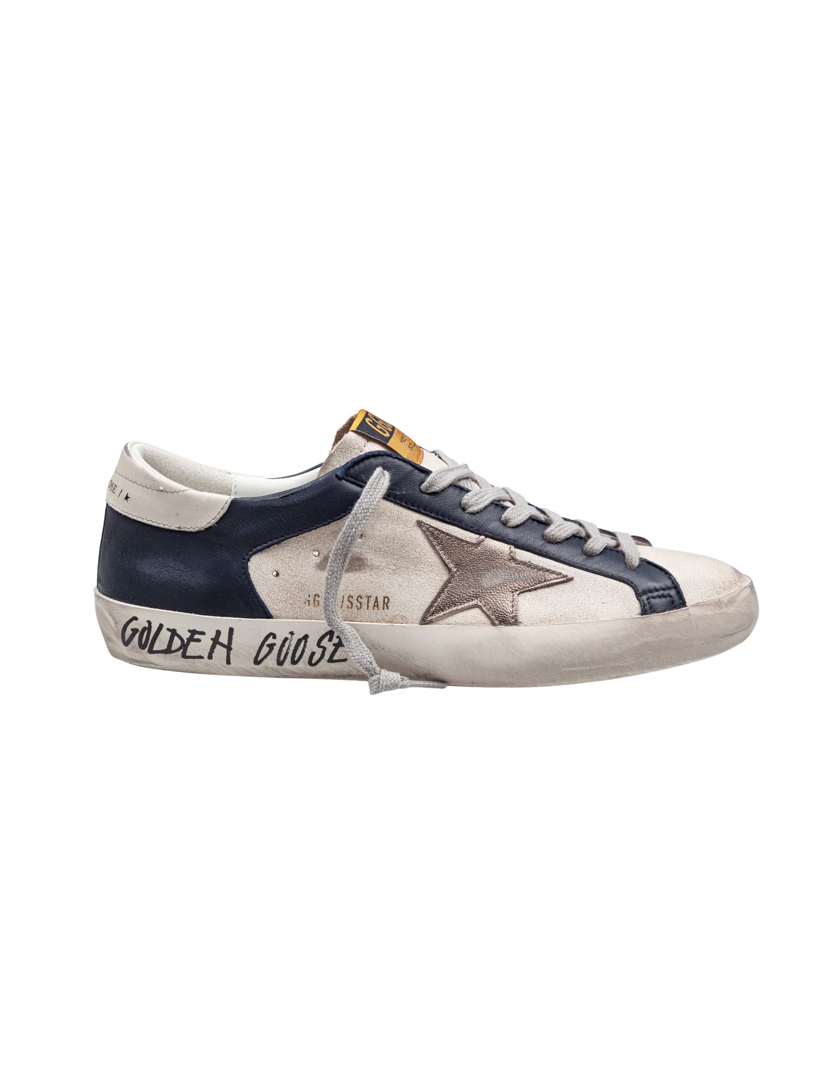 GOLDEN GOOSE SNEAKERS SUPER STAR IN PELLE E CAMOSCIO CON STELLA LAMINATA