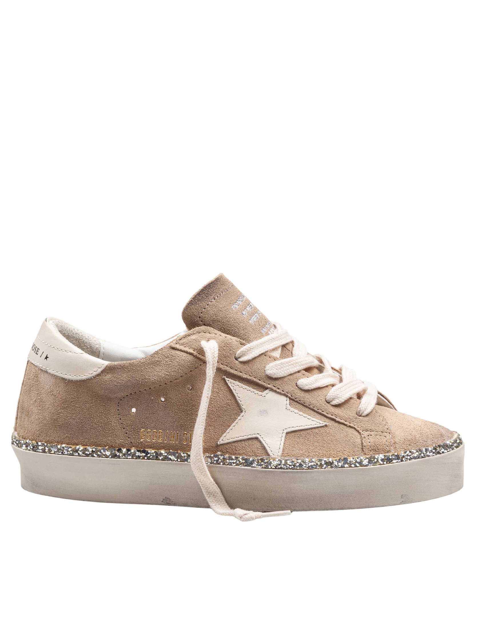 GOLDEN GOOSE SNEAKERS HI STAR IN CAMOSCIO CON DETTAGLI IN GLITTER