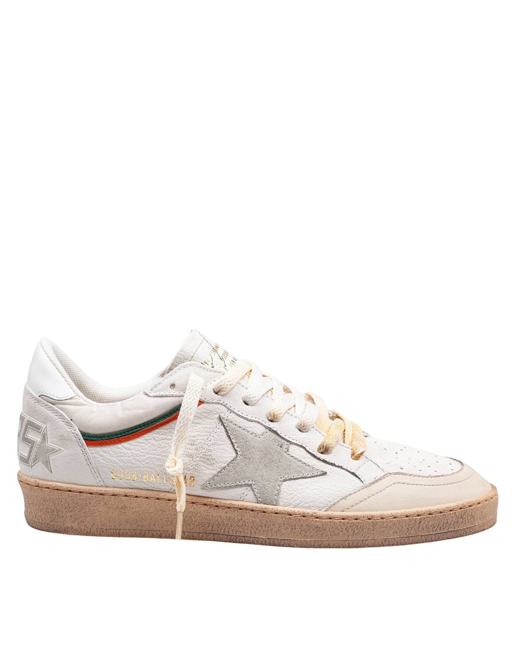 GOLDEN GOOSE SNEAKERS BALLSTAR IN NAPPA AND NYLON COLOR WHITE/BEIGE