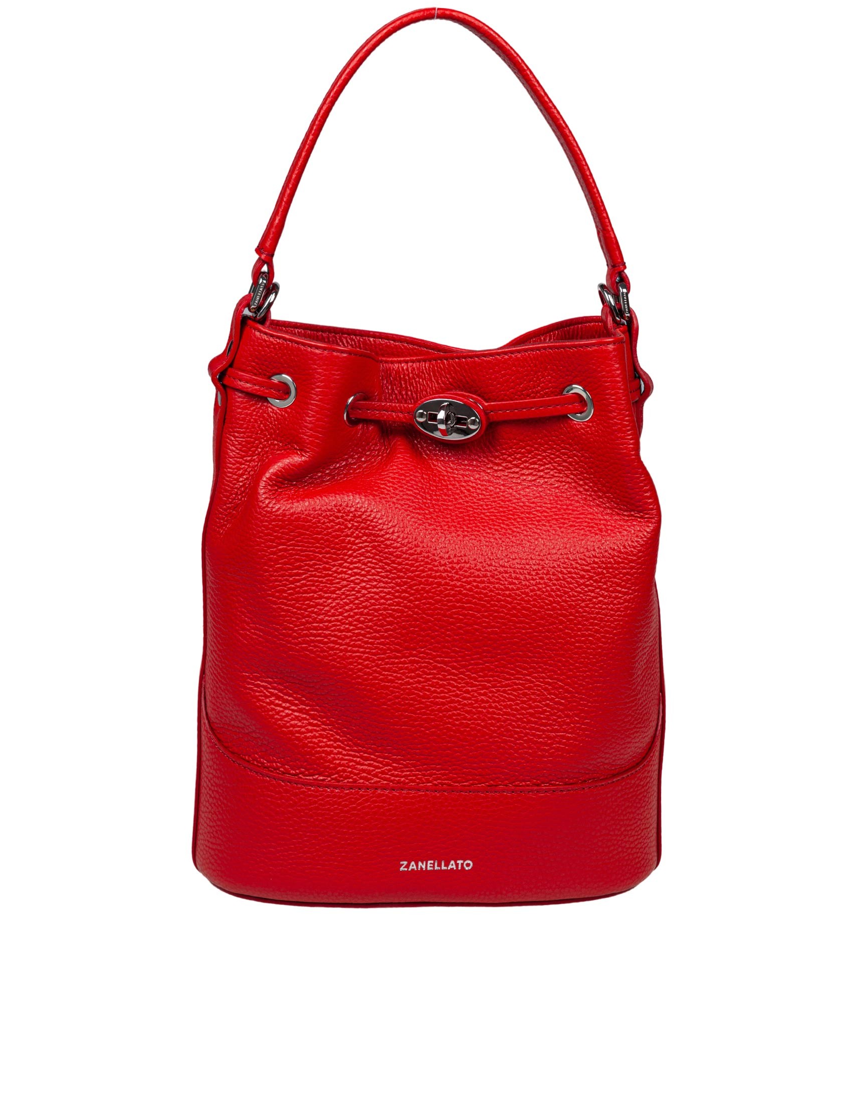 ZANELLATO MONDA' DAILY DAY S LEATHER BUCKET BAG RED COLOR