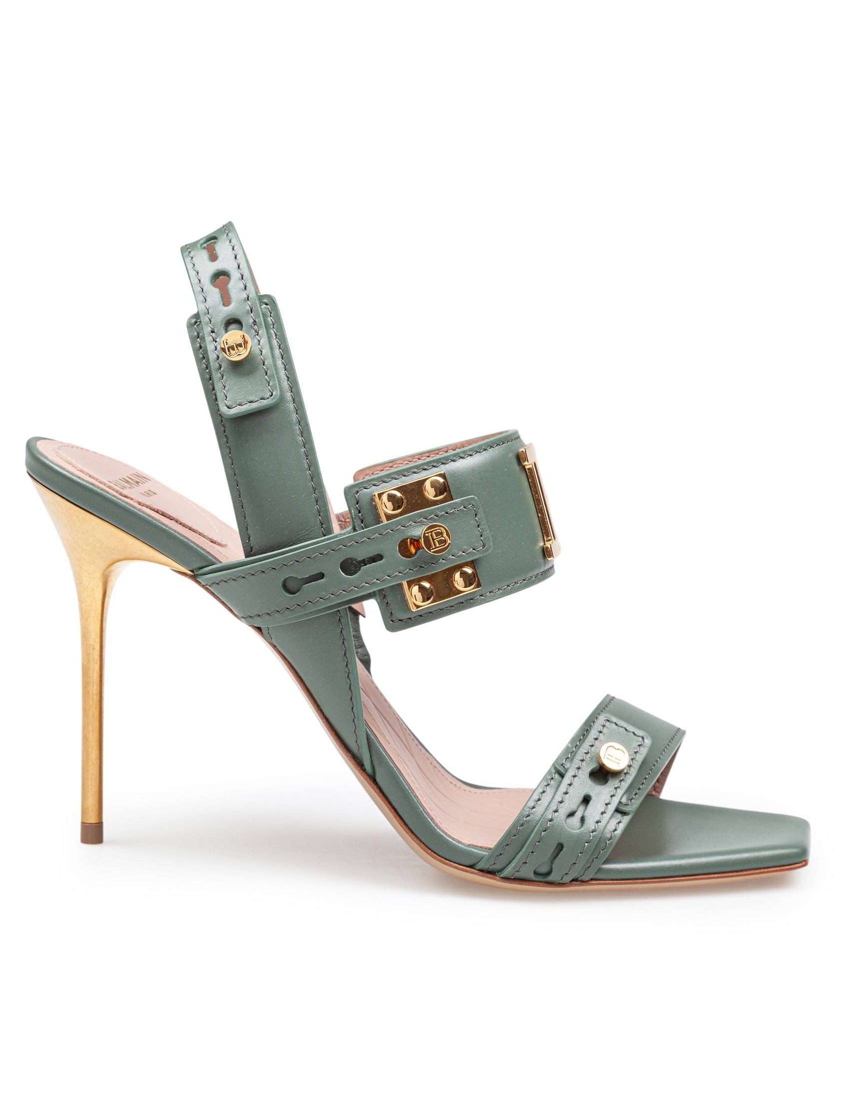 BALMAIN LEATHER SANDAL COLOR GREEN