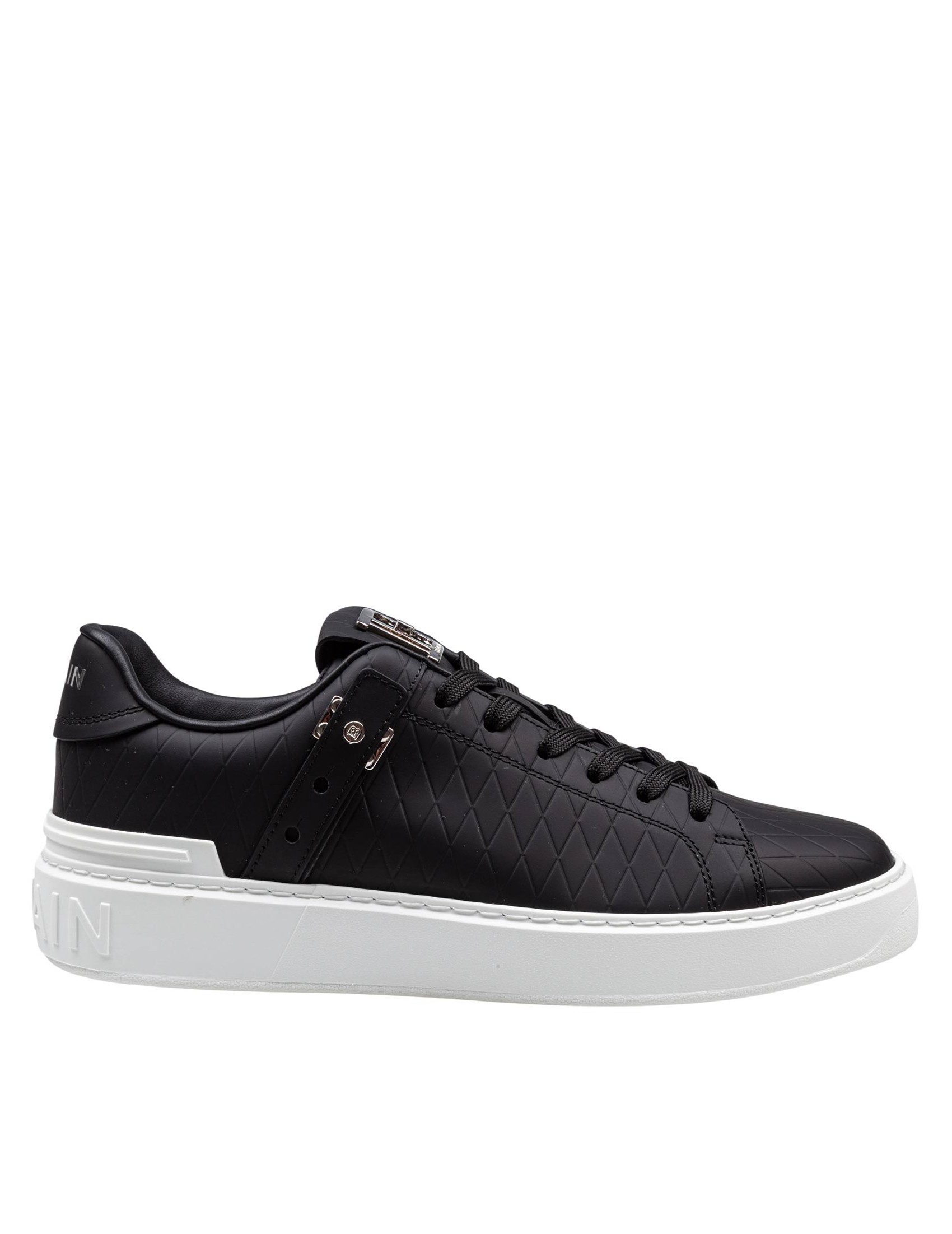 BALMAIN B-COURT SNEAKERS IN BLACK LEATHER