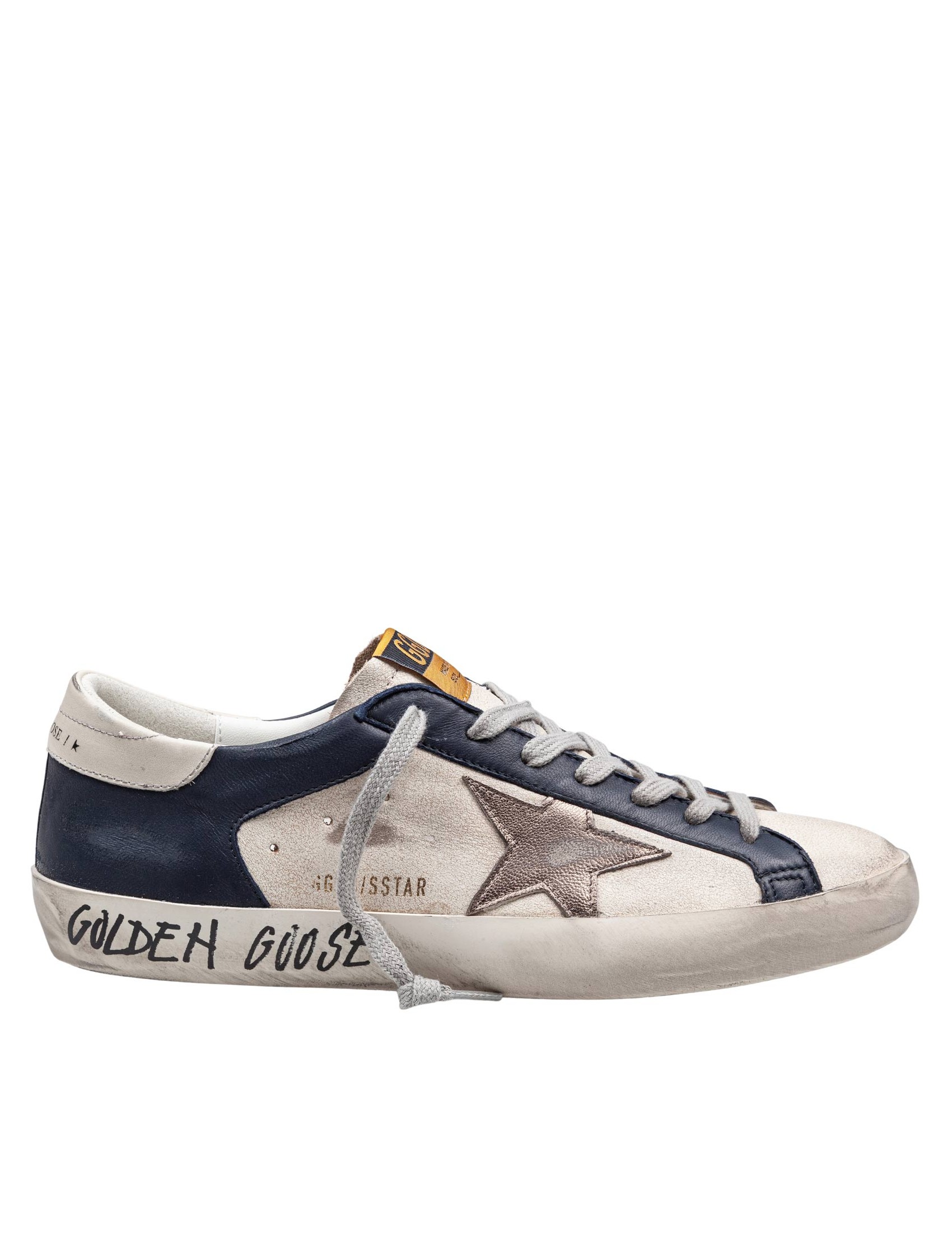 GOLDEN GOOSE SNEAKERS SUPER STAR IN PELLE E CAMOSCIO CON STELLA LAMINATA