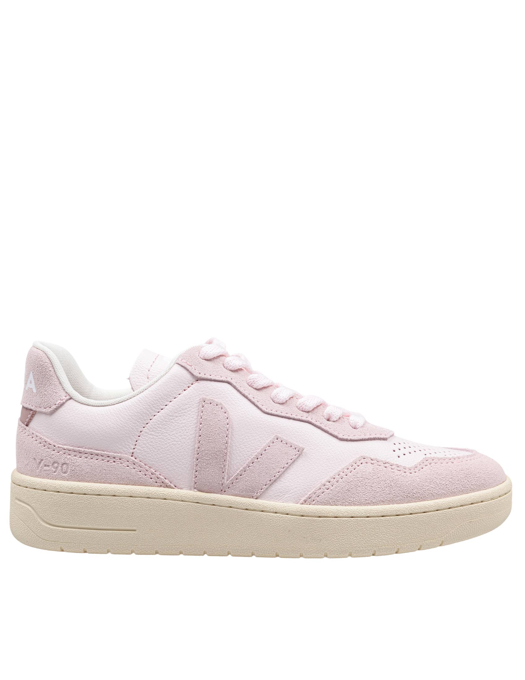 VEJA SNEAKERS V-90 IN PELLE E CAMOSCIO COLORE PETALO