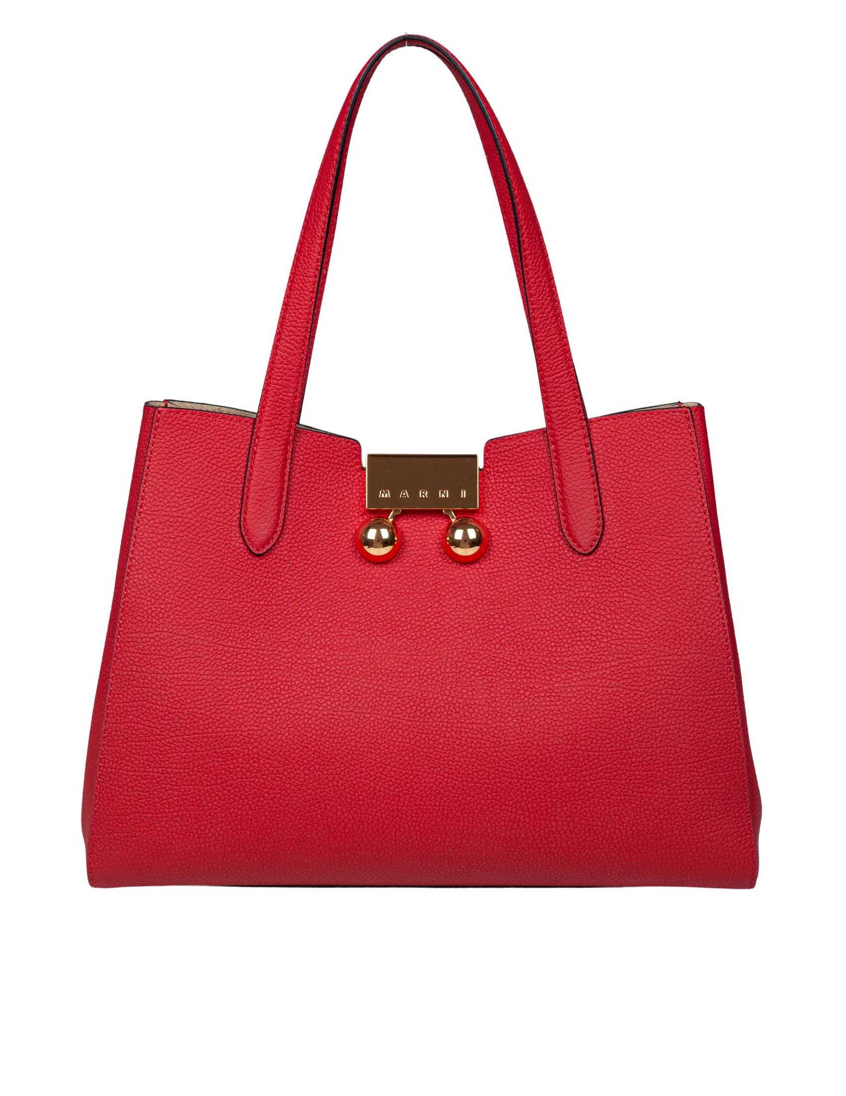 MARNI TRUNKAROO HANDBAG IN RED LEATHER