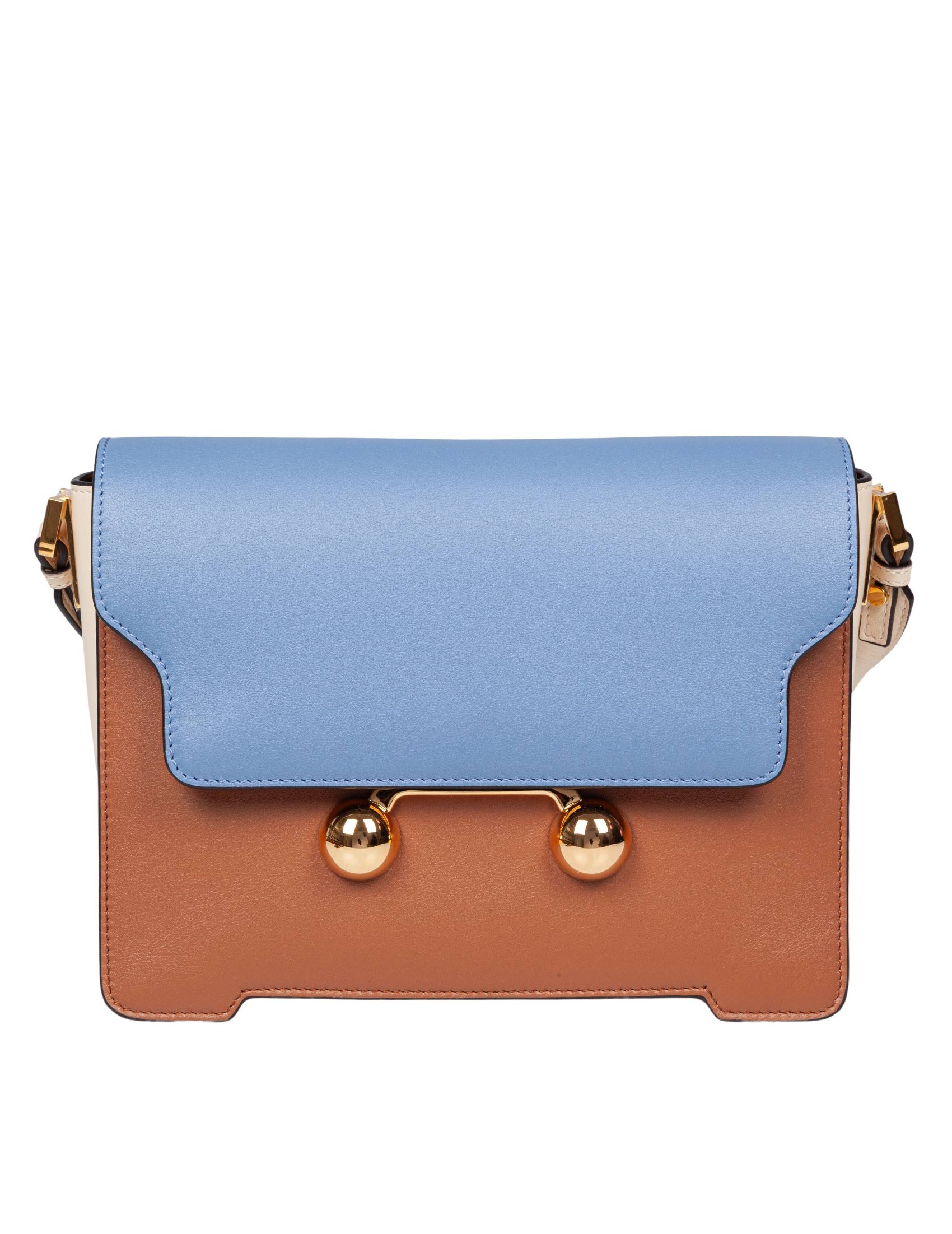 MARNI TRUNKAROO SHOULDER BAG IN LEATHER COLOR: LIGHT BLUE AND LEATHER