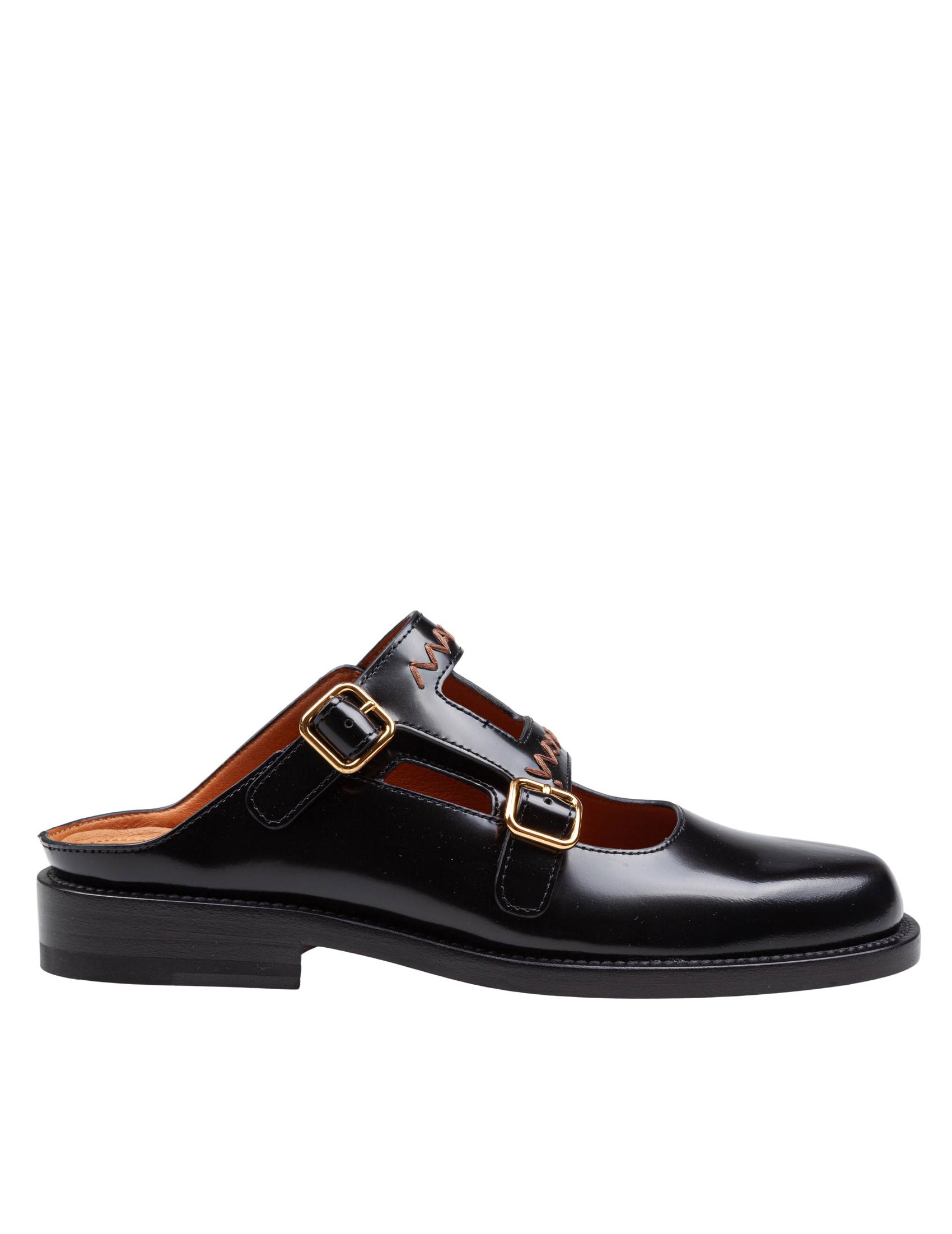 MARNI MOCCASIN SABOT IN BRUSHED LEATHER COLOR BLACK