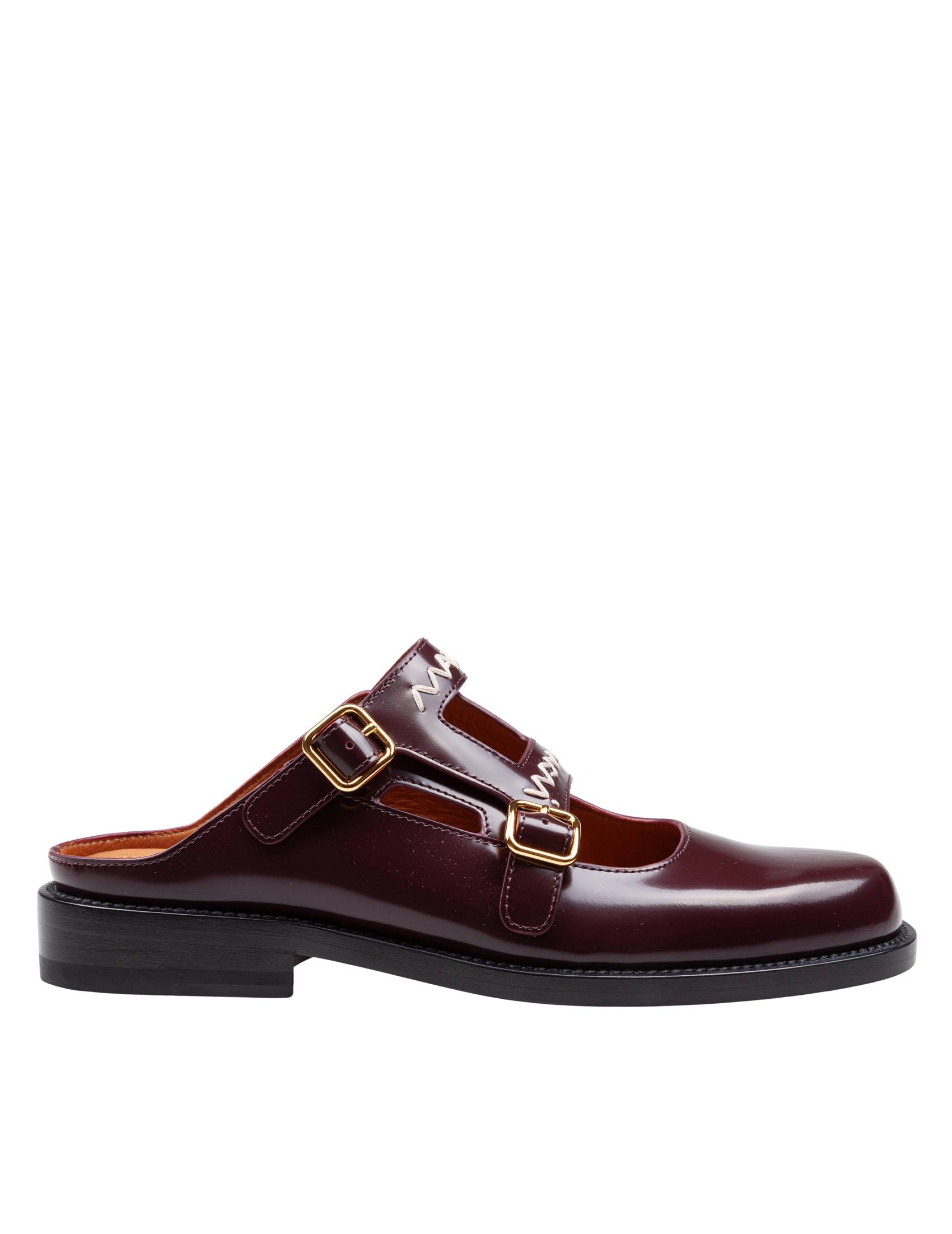 MARNI MOCCASIN SABOT IN BRUSHED LEATHER COLOR BORDEAUX