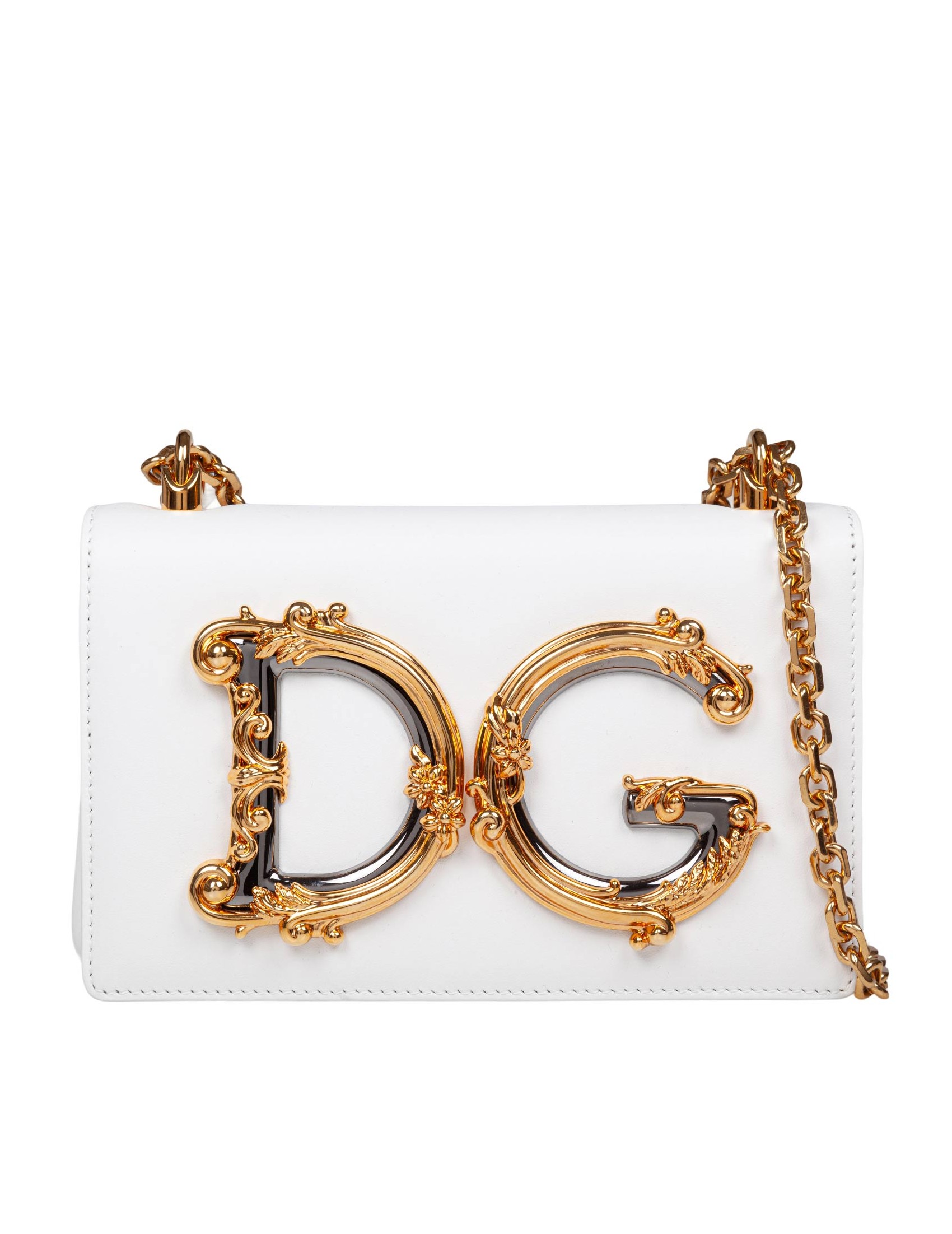 DOLCE & GABBANA BORSA A SPALLA DG GIRLS IN NAPPA COLORE BIANCO