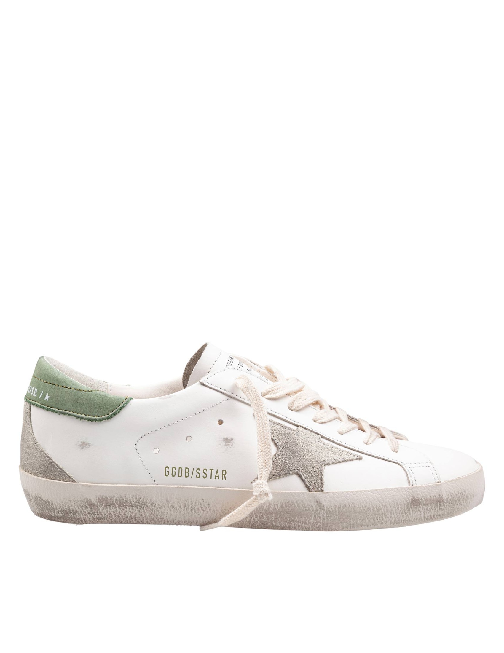 GOLDEN GOOSE SNEAKERS SUPER STAR IN PELLE COLORE BIANCO E VERDE