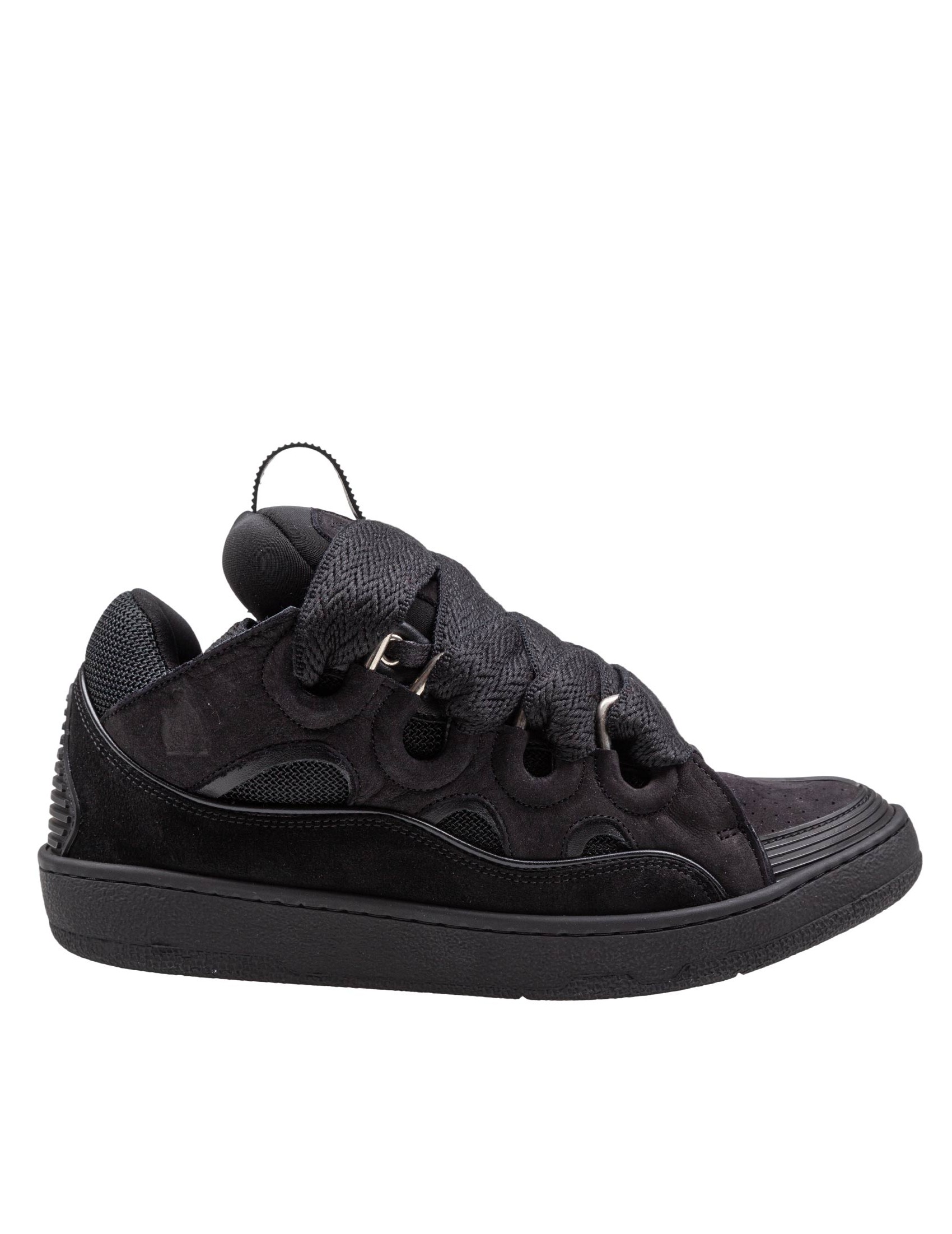 LANVIN CURB SNEAKERS IN CAMOSCIO COLORE NERO