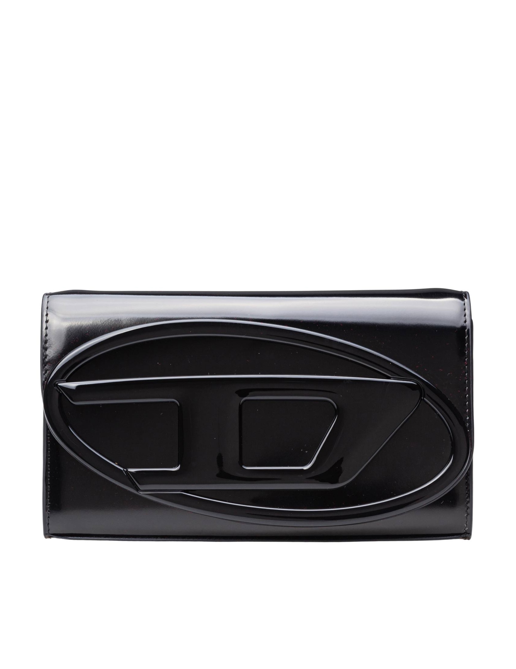 DIESEL 1DR CROSSBODY WALLET IN BLACK MIRRORED LEATHER