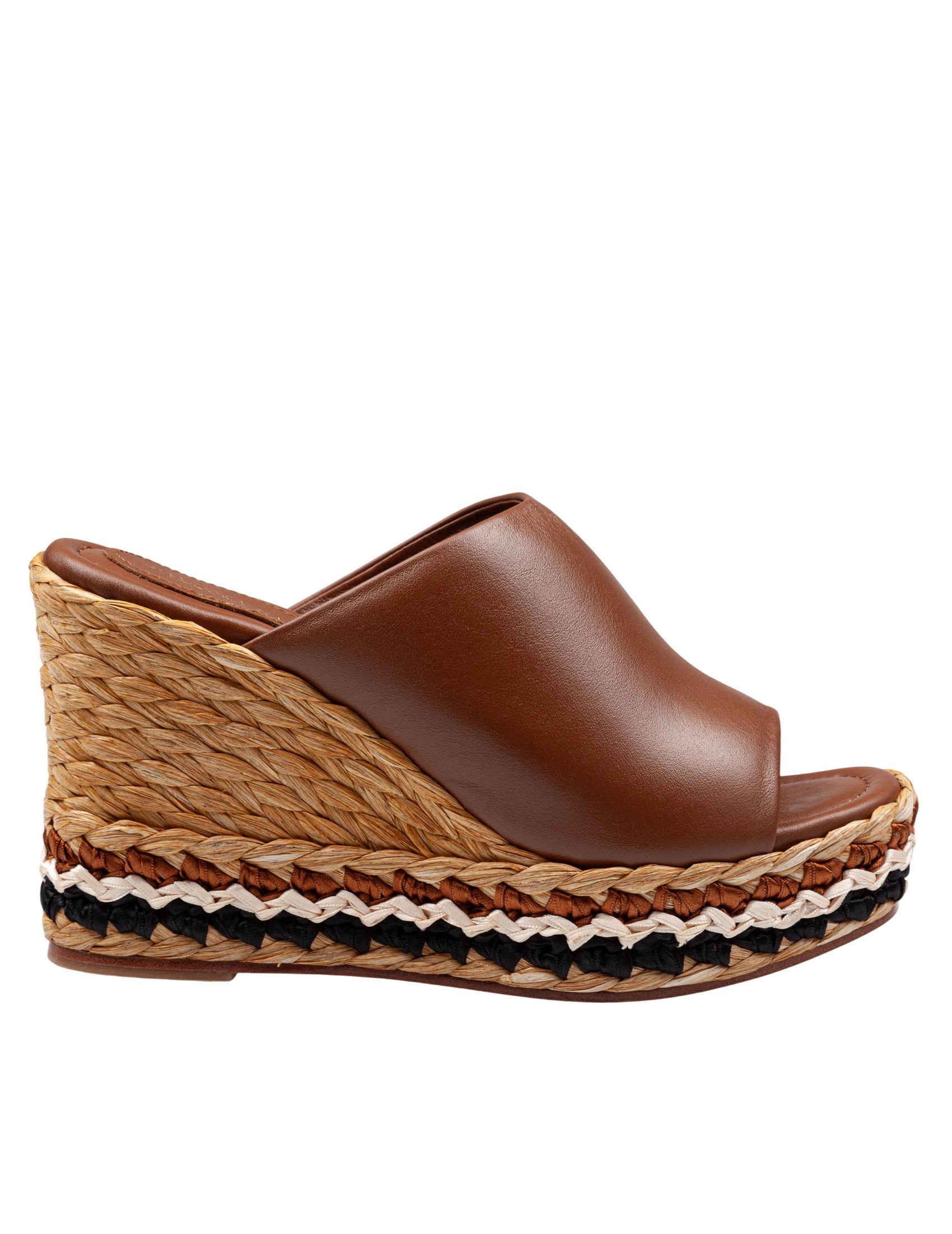 PALOMA ORIANE LEATHER SANDAL WITH RAFFIA WEDGE