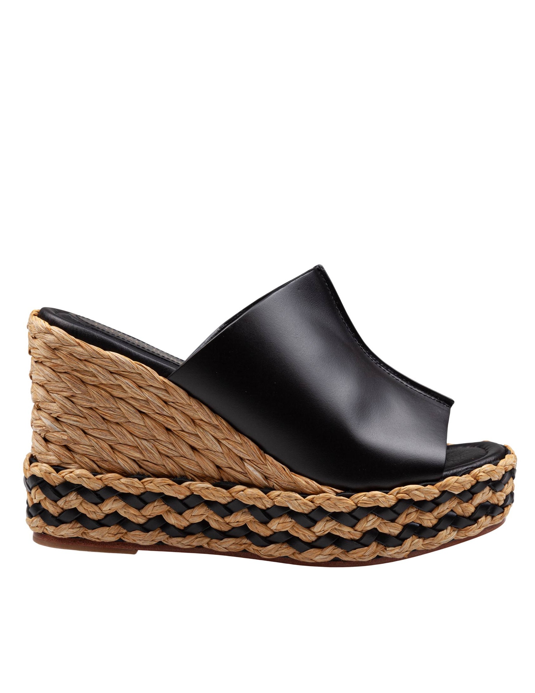 PALOMA IVANE LEATHER SANDAL WITH RAFFIA WEDGE