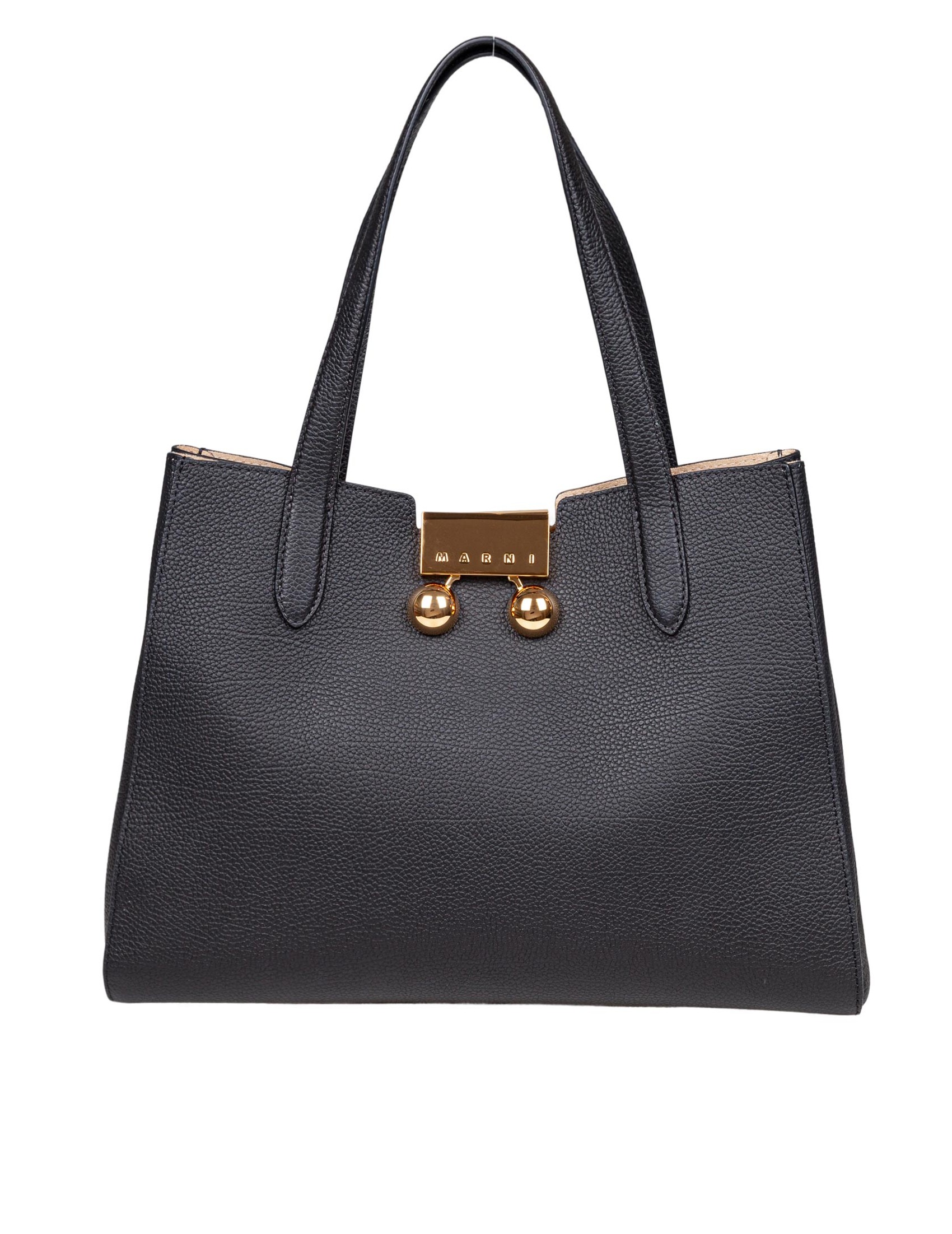 MARNI TRUNKAROO HANDBAG IN BLACK LEATHER