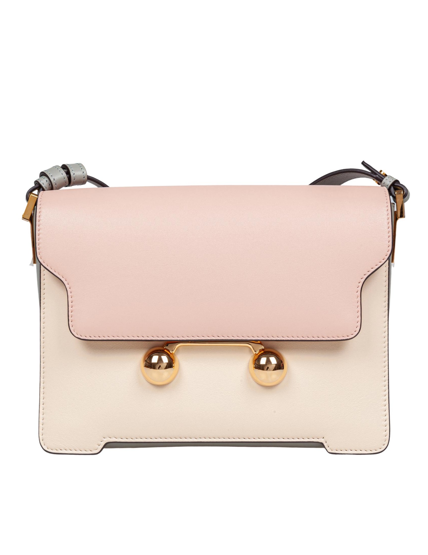 MARNI TRUNKAROO SHOULDER BAG IN CREAM AND PINK LEATHER