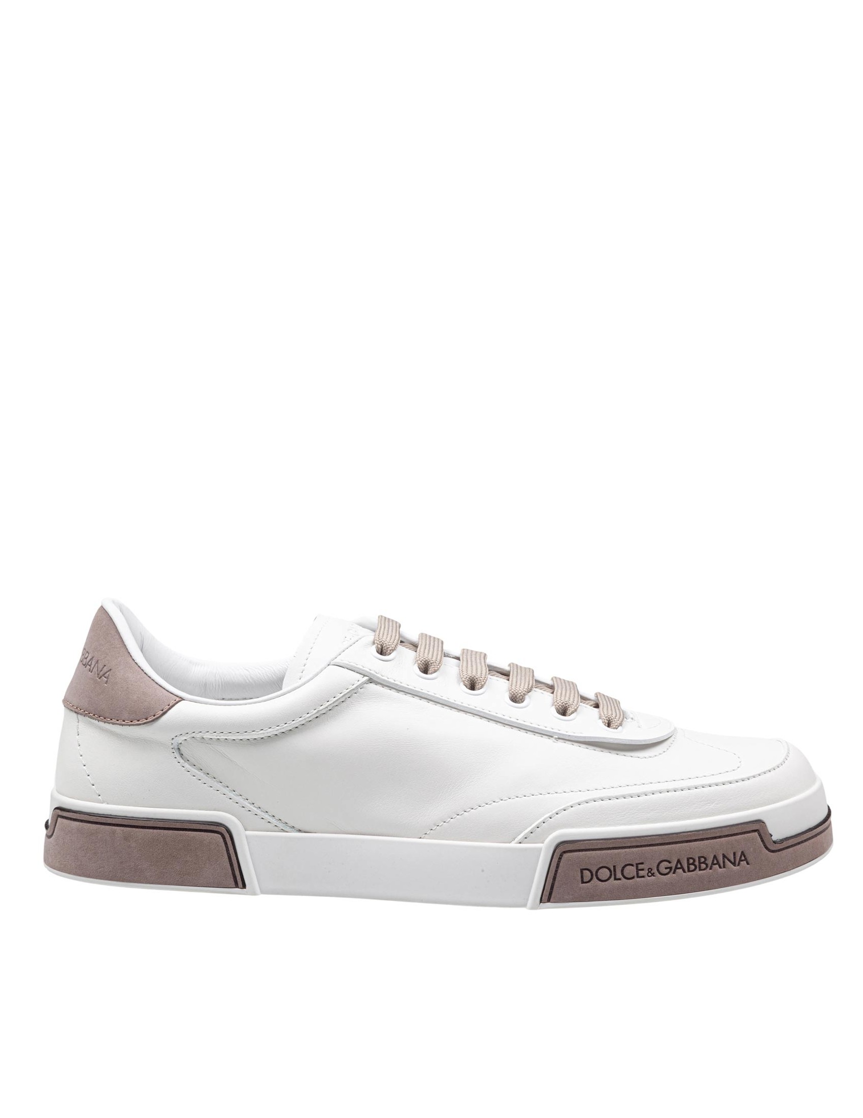 DOLCE & GABBANA PORTOFINO YATCH SNEAKERS IN CALFSKIN COLOR WHITE AND DOVE GREY