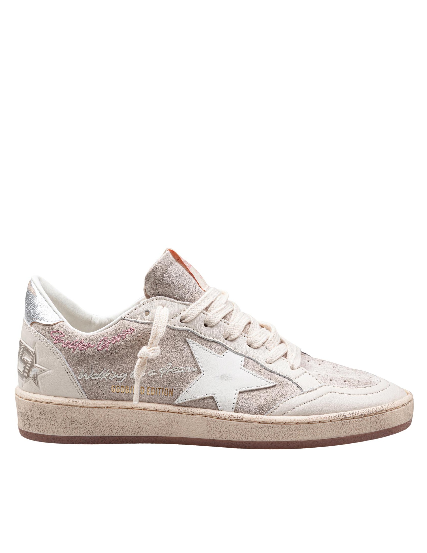 GOLDEN GOOSE BALLSTAR SNEAKERS IN SUEDE AND LEATHER COLOR BEIGE/WHITE