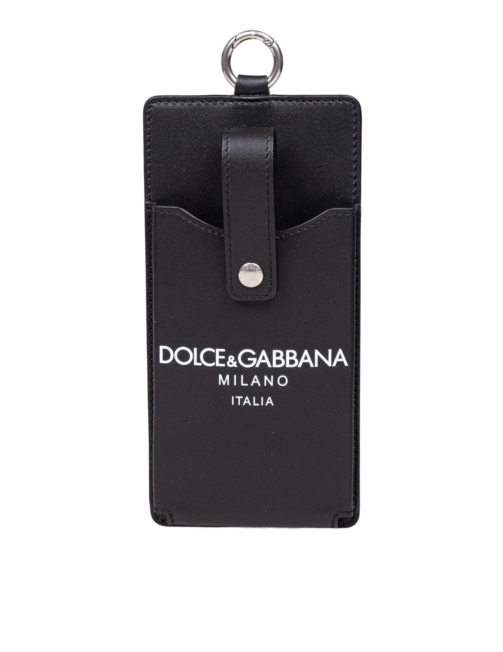 DOLCE & GABBANA LEATHER CELL PHONE HOLDER WITH BLACK LOGO