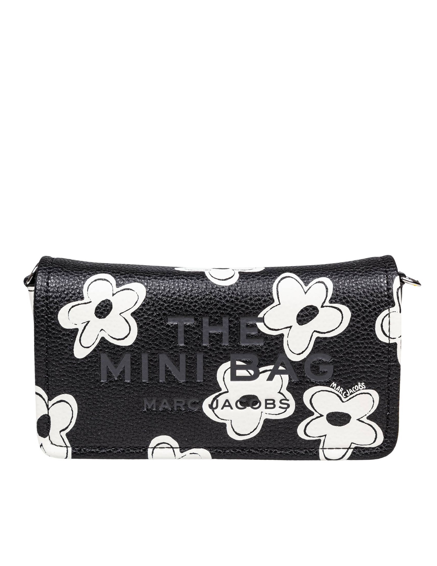 MARC JACOBS THE MINI BAG IN BLACK LEATHER WITH FLOWER PRINT