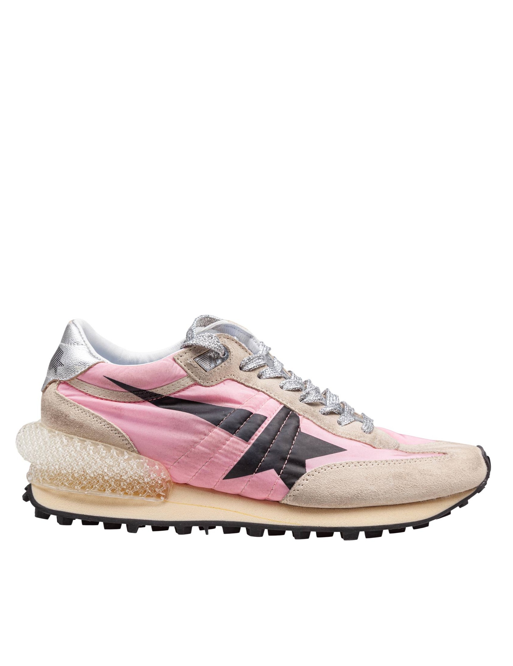 GOLDEN GOOSE SNEAKERS RUNNING MARATHON IN SUEDE AND NYLON COLOR PINK, GOLD AND SILVER