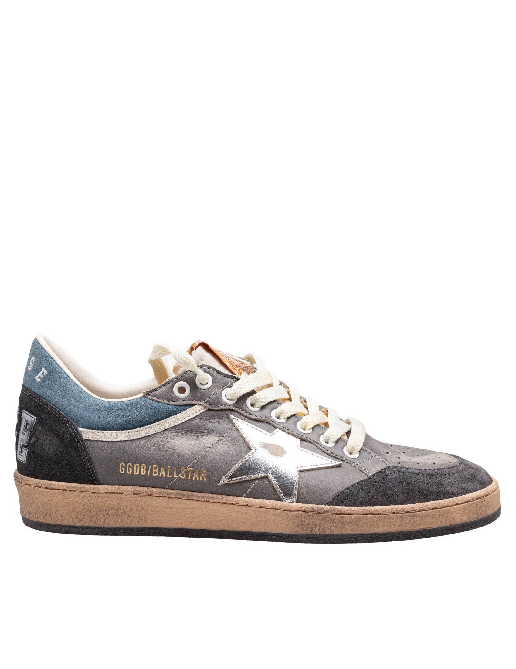 GOLDEN GOOSE SNEAKERS BALLSTAR IN PELLE E CAMOSCIO COLORE GRIGIO E ANTRACITE