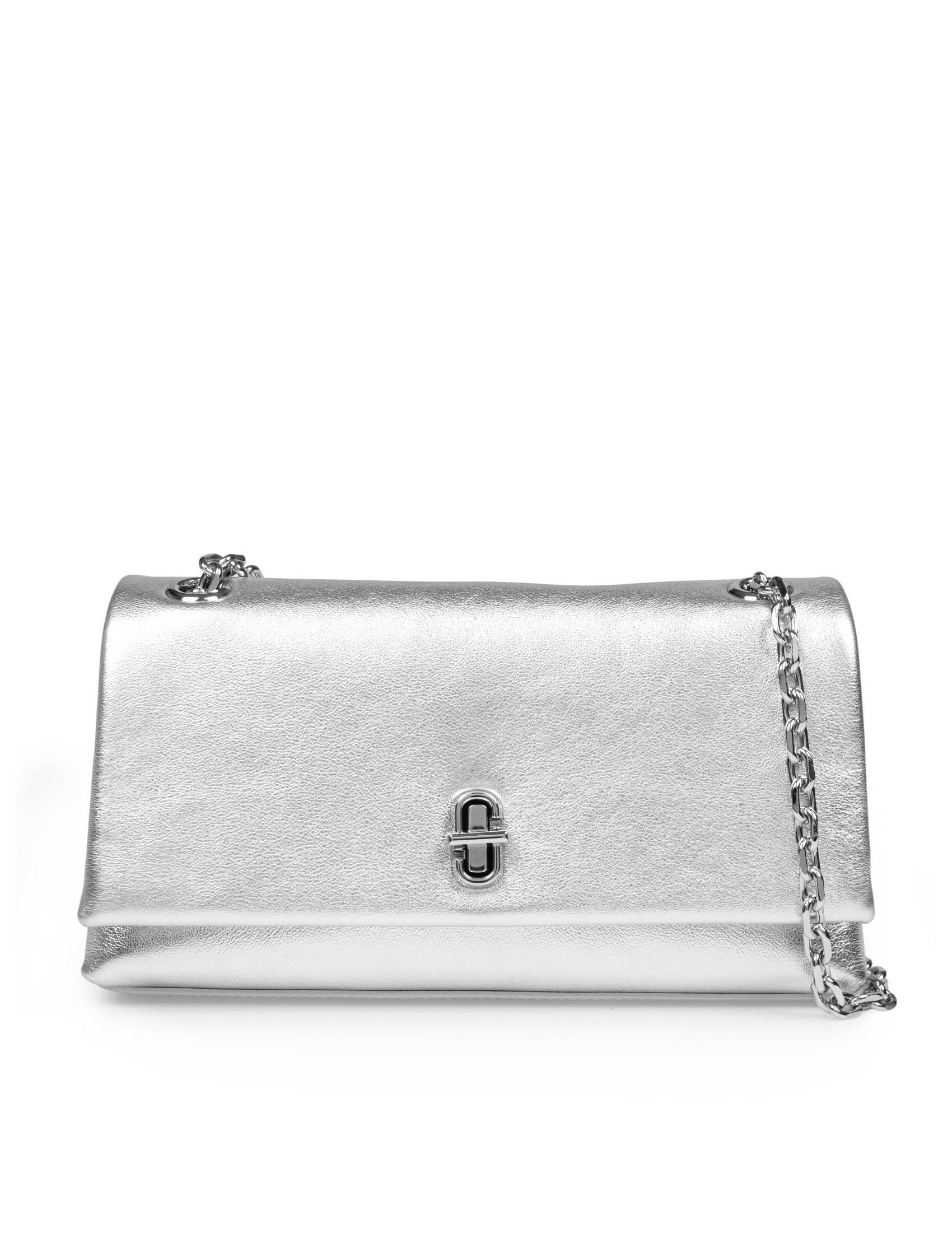 MARC JACOBS BORSA PORTAFOGLIO IN PELLE LAMINATA COLORE ARGENTO