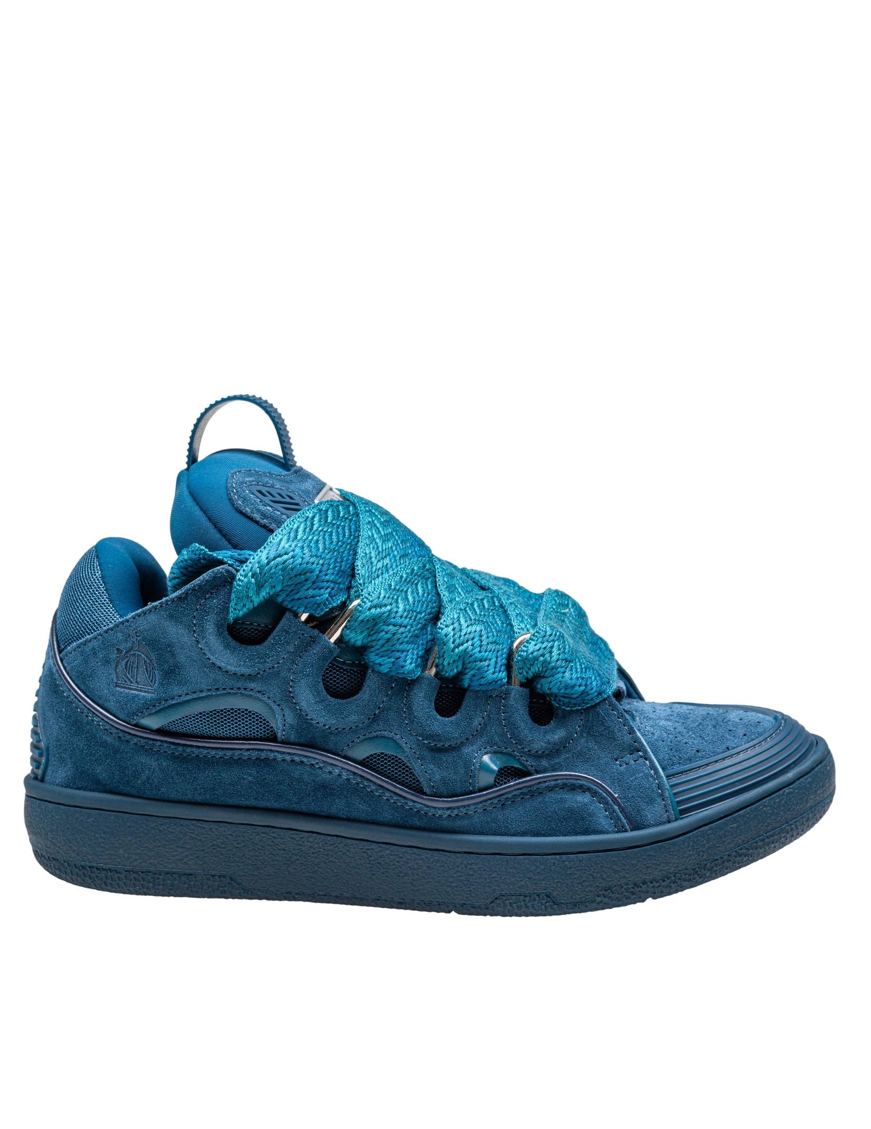 LANVIN CURB SNEAKERS IN CAMOSCIO COLORE BLU PETROLIO