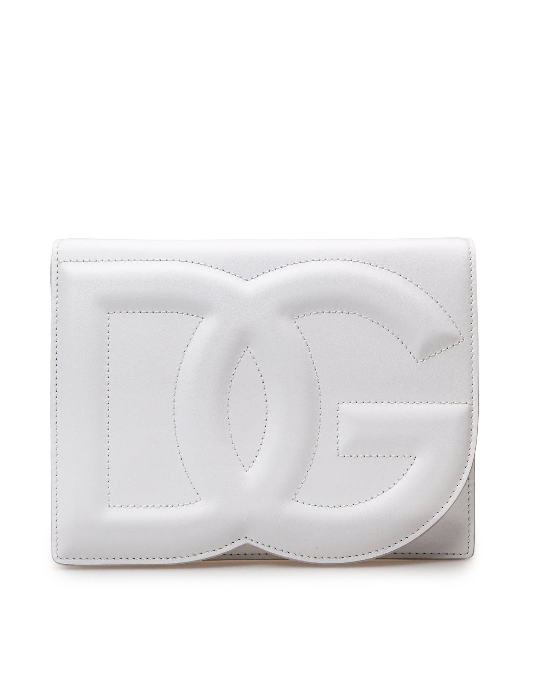 DOLCE & GABBANA CROSSBODY BAG IN LEATHER WITH LOGO COLOR WHITE